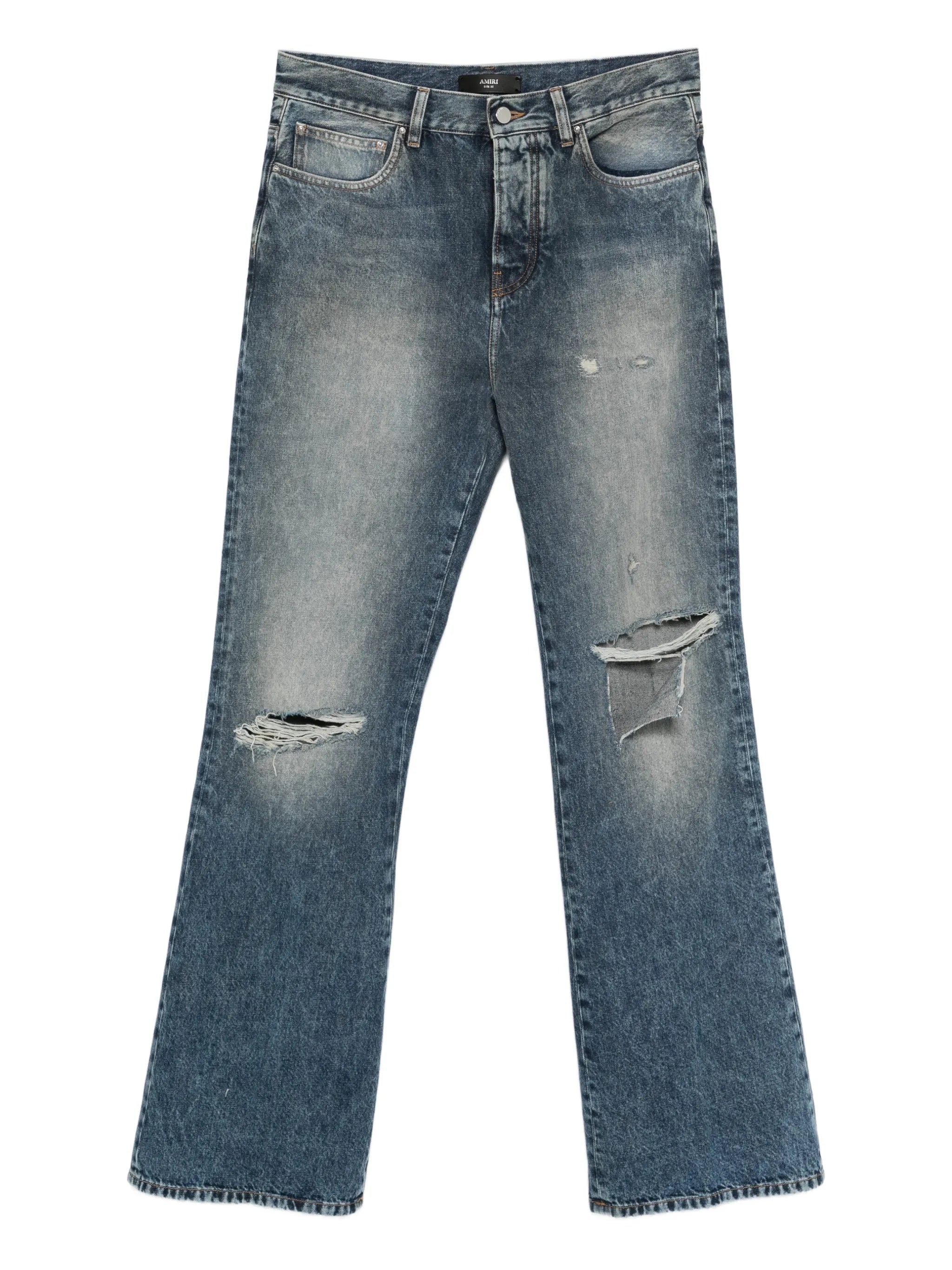 ripped-knees bootcut jeans
