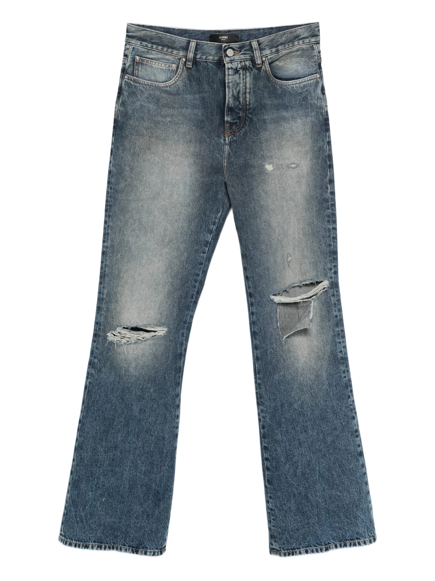 ripped-knees bootcut jeans