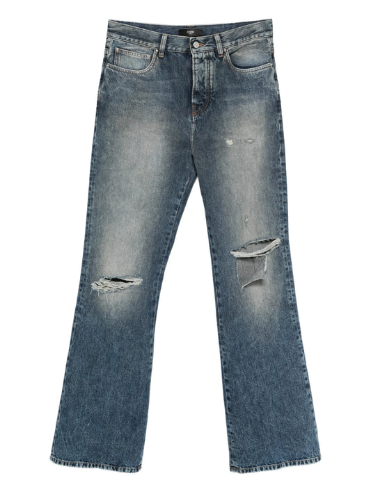 ripped-knees bootcut jeans