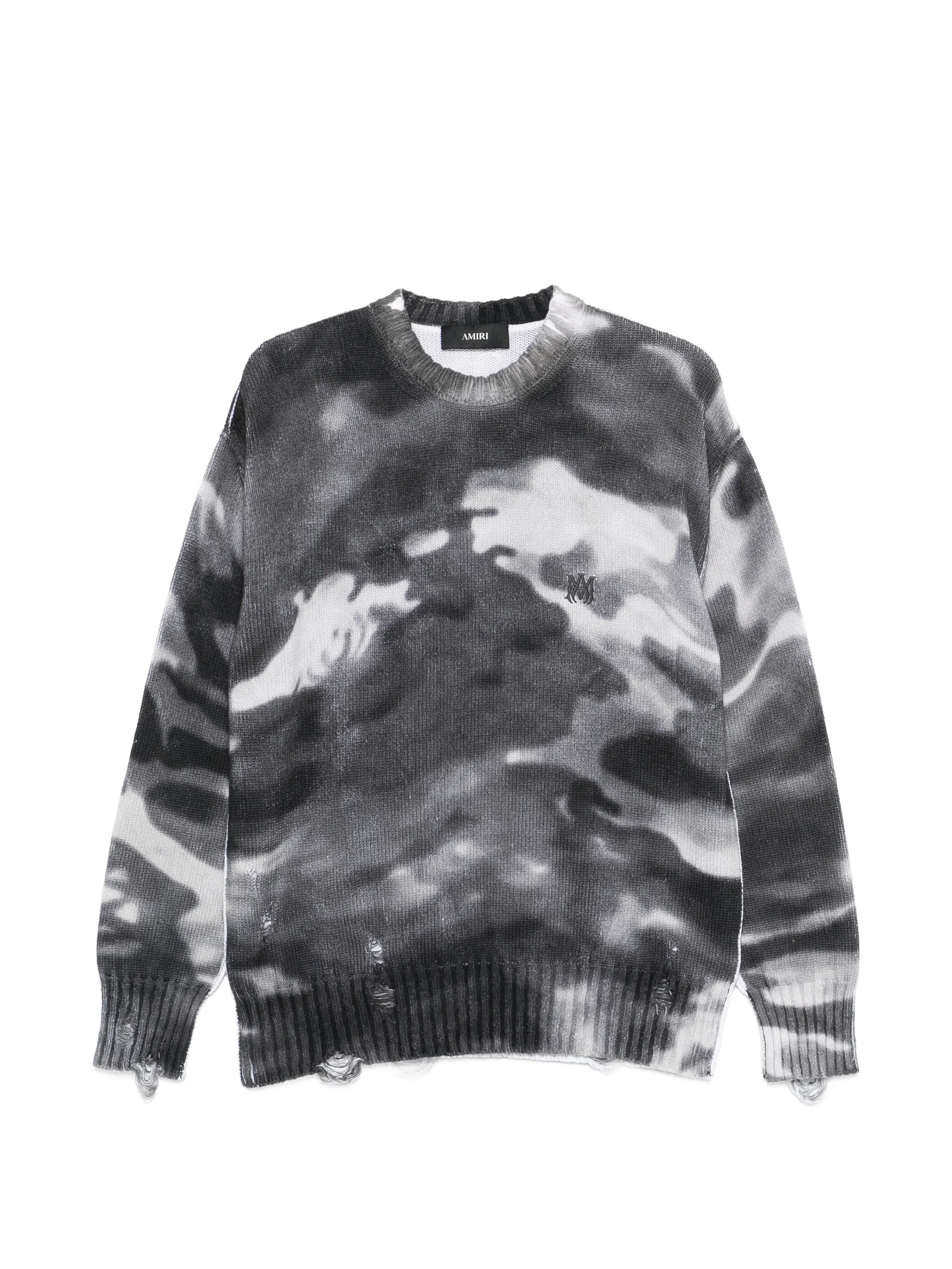 camouflage distressed sweater