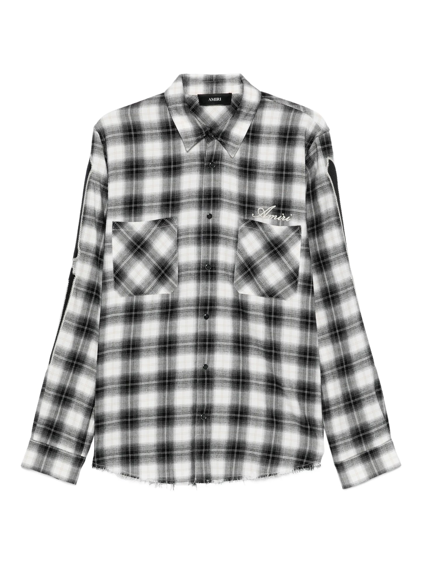 bones-appliqué plaid shirt