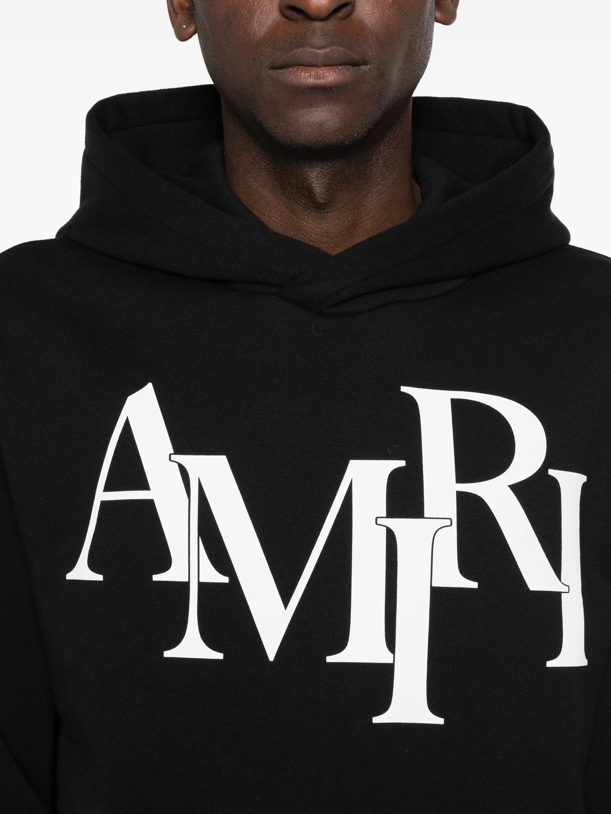 staggered-logo long-sleeve hoodie