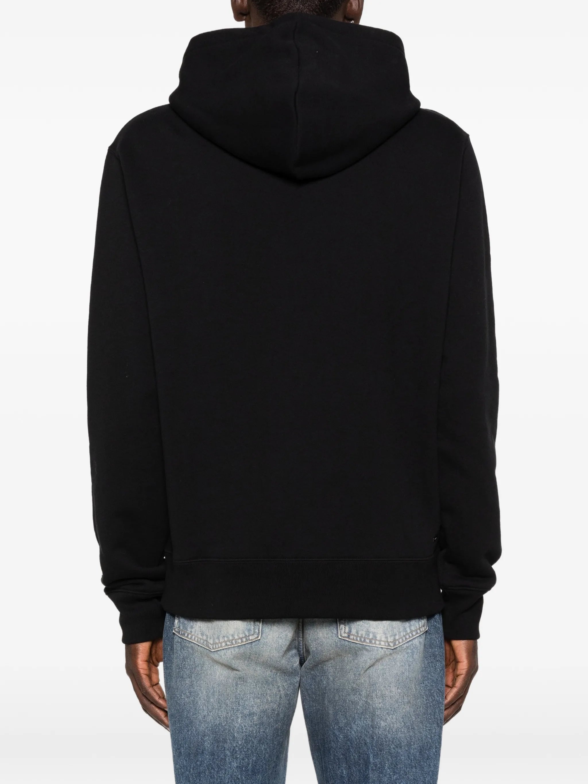 Staggered logo-detail long-sleeve hoodie