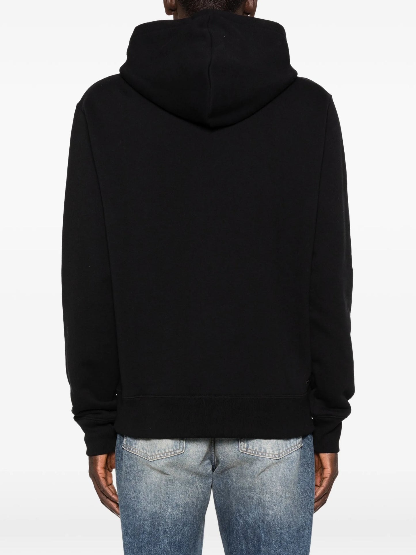 Staggered logo-detail long-sleeve hoodie