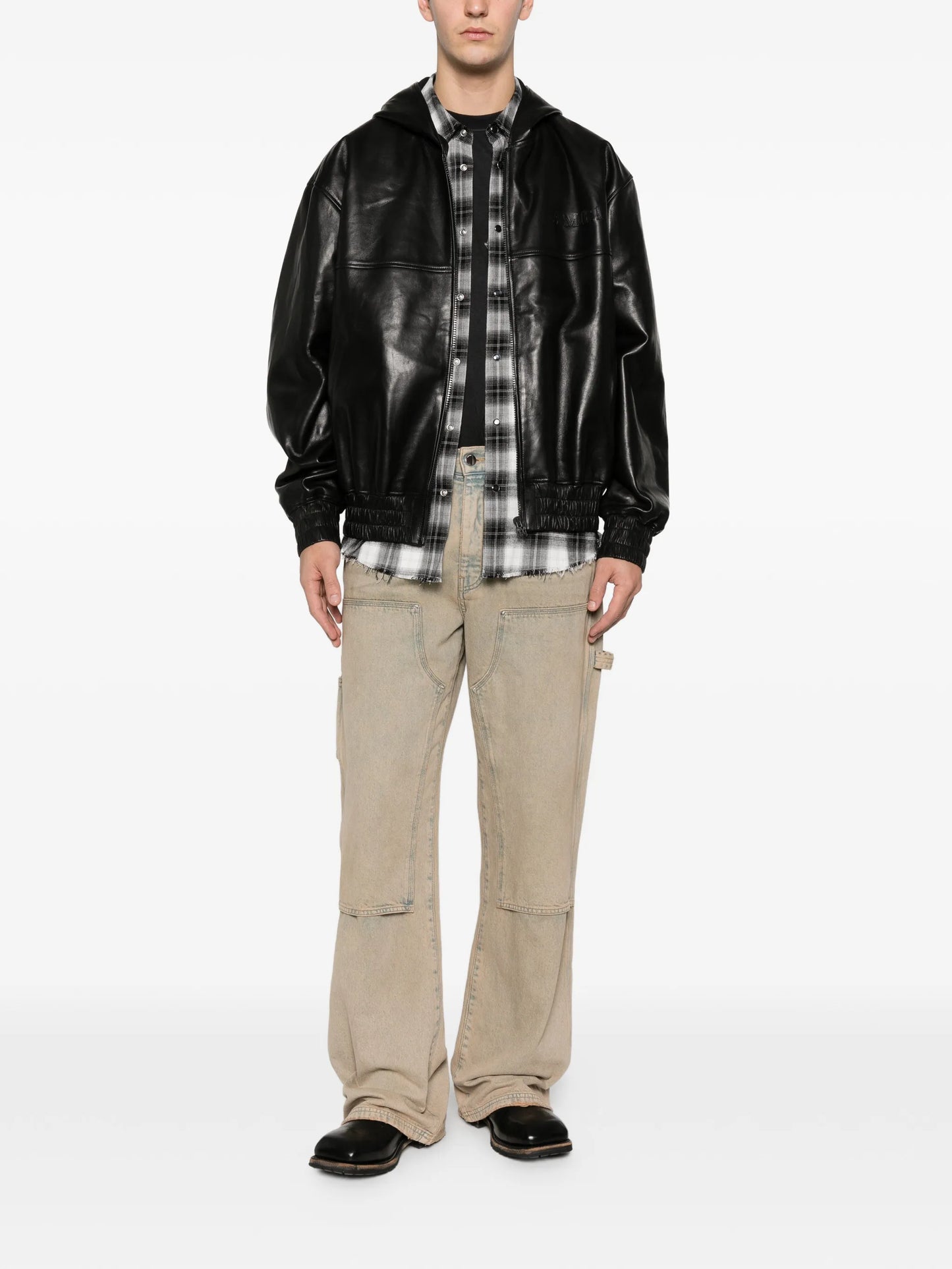leather zip jacket