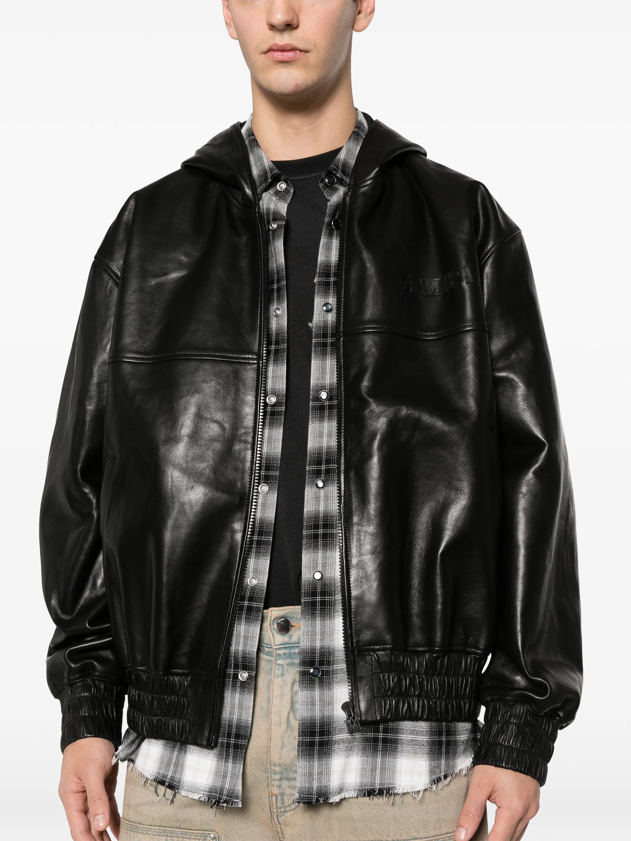 leather zip jacket