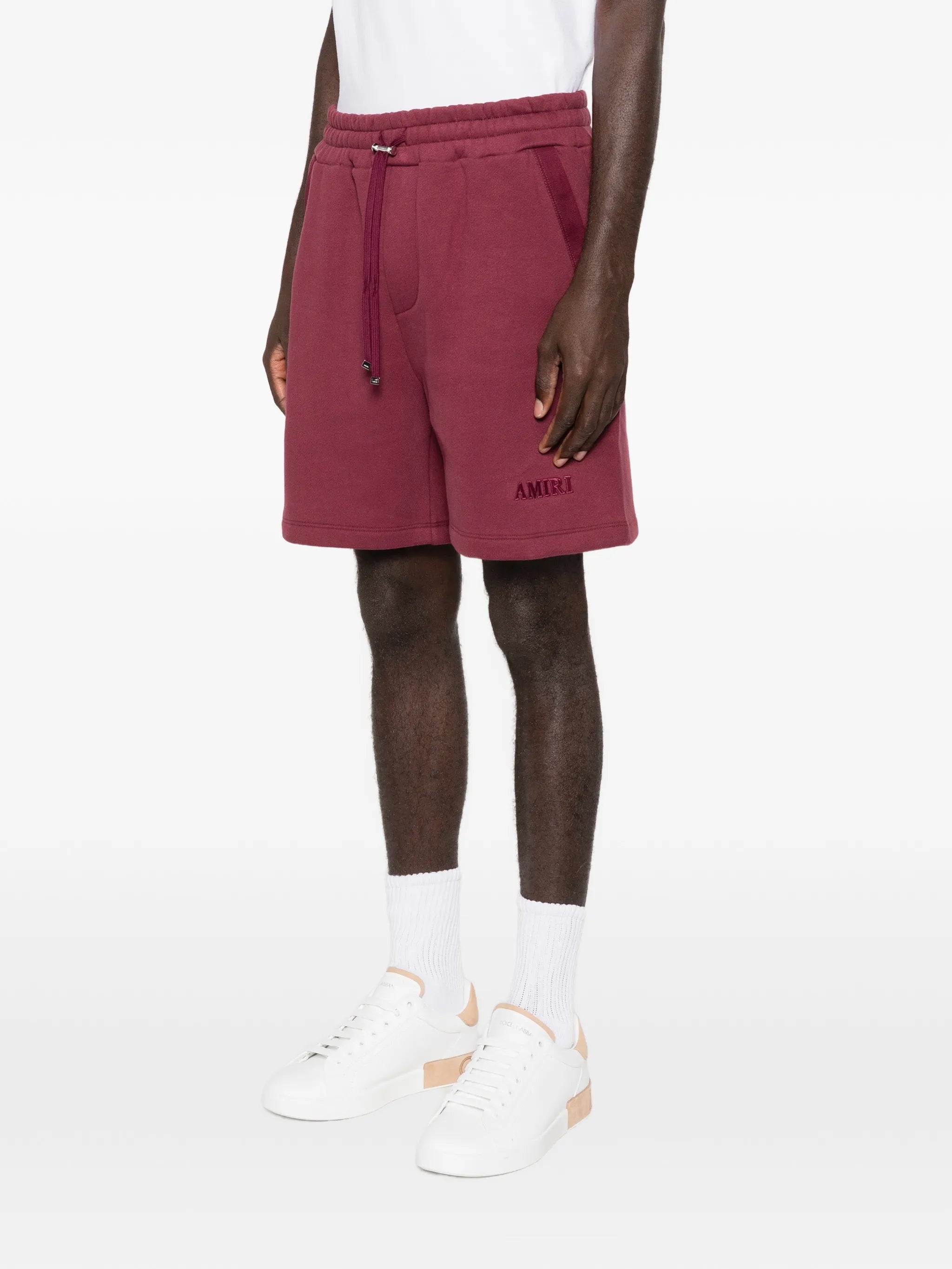 drawstring logo-embroidery track shorts
