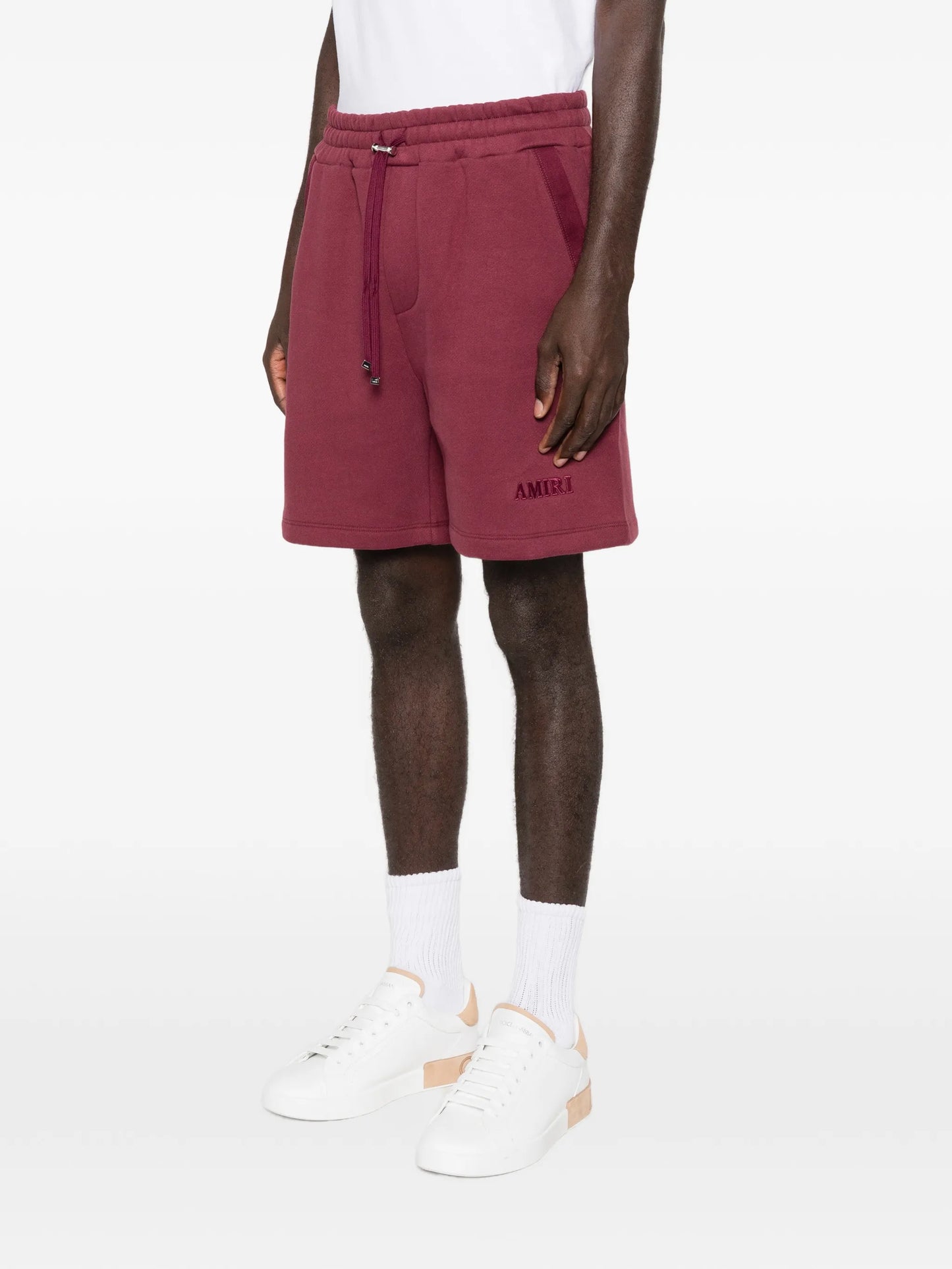 drawstring logo-embroidery track shorts