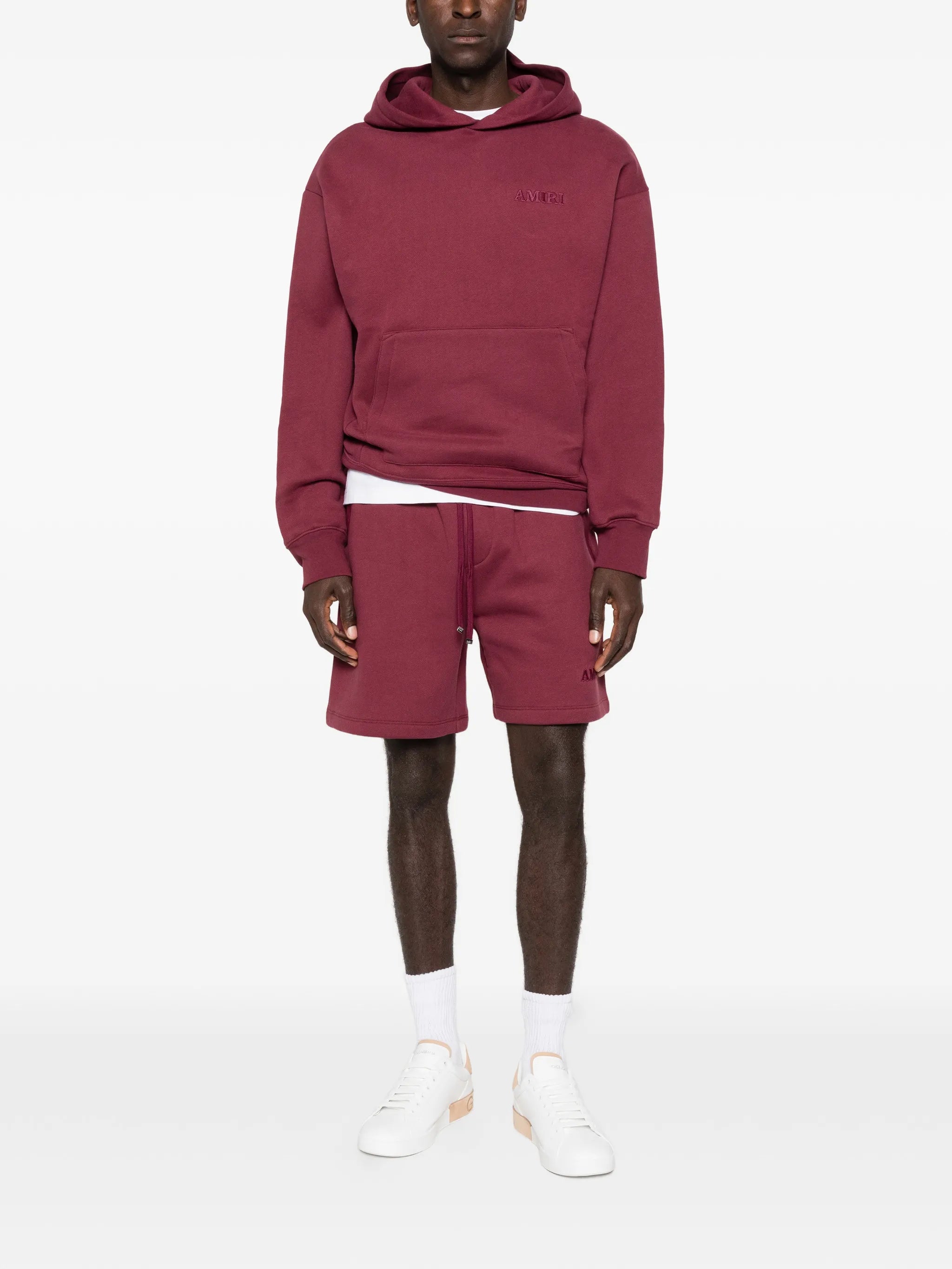 drawstring logo-embroidery track shorts