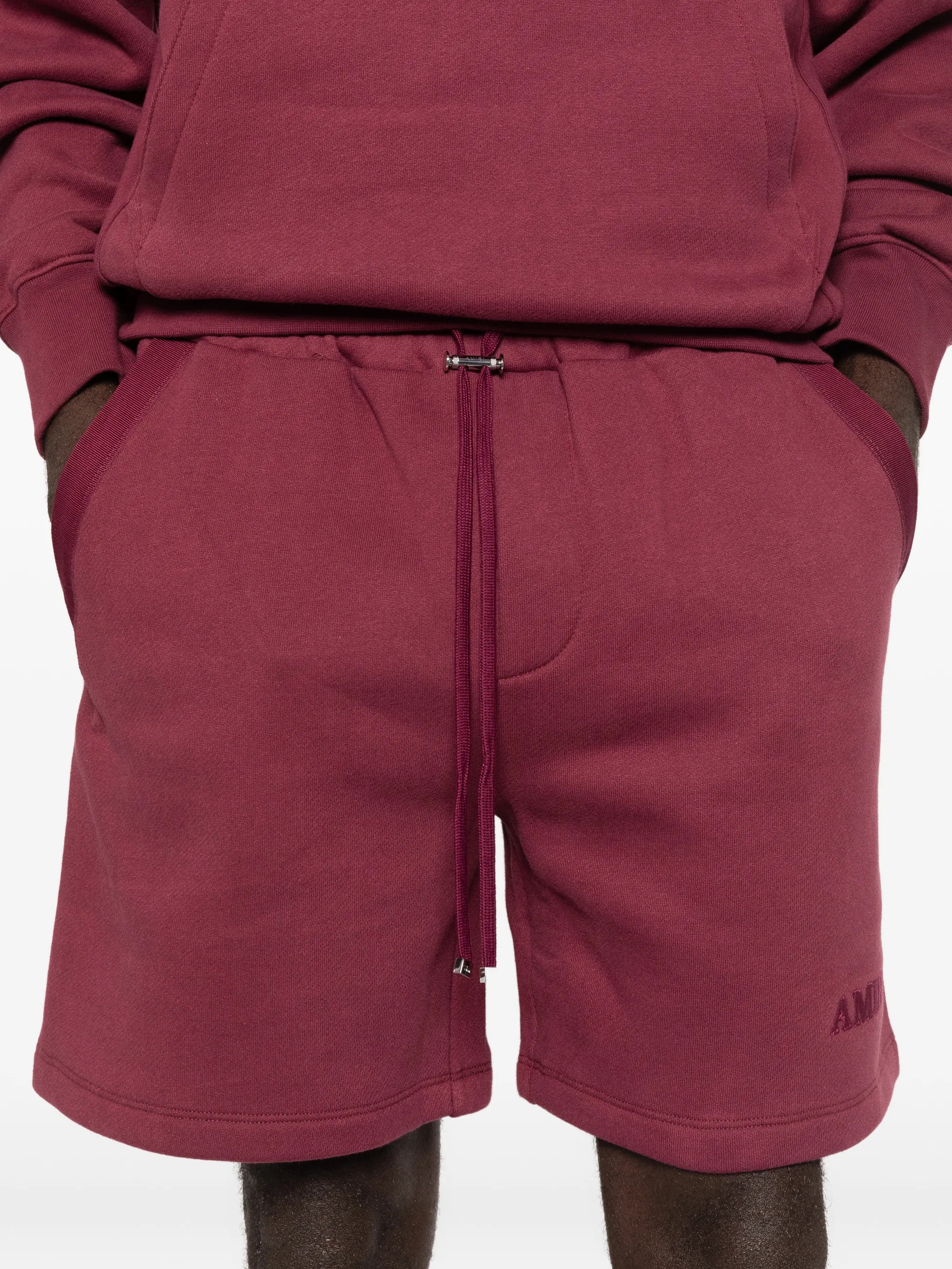 drawstring logo-embroidery track shorts