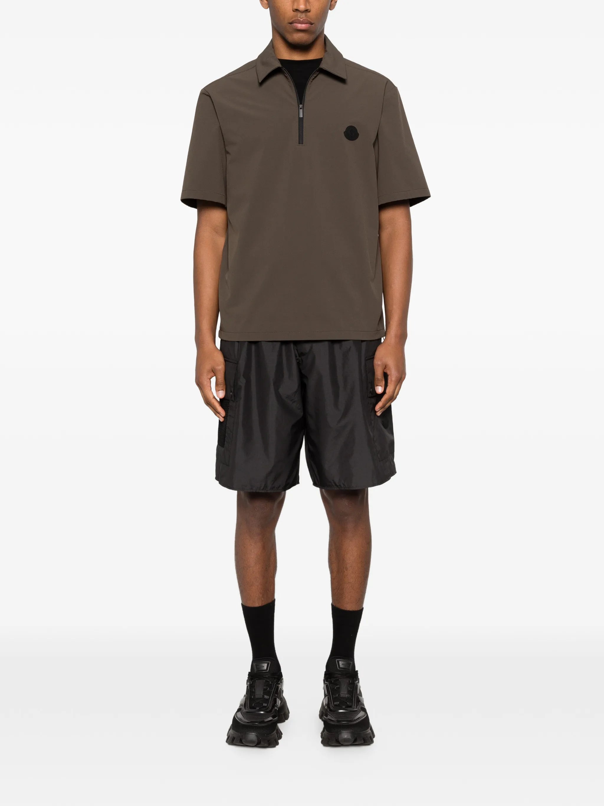 half-zip short-sleeve polo shirt