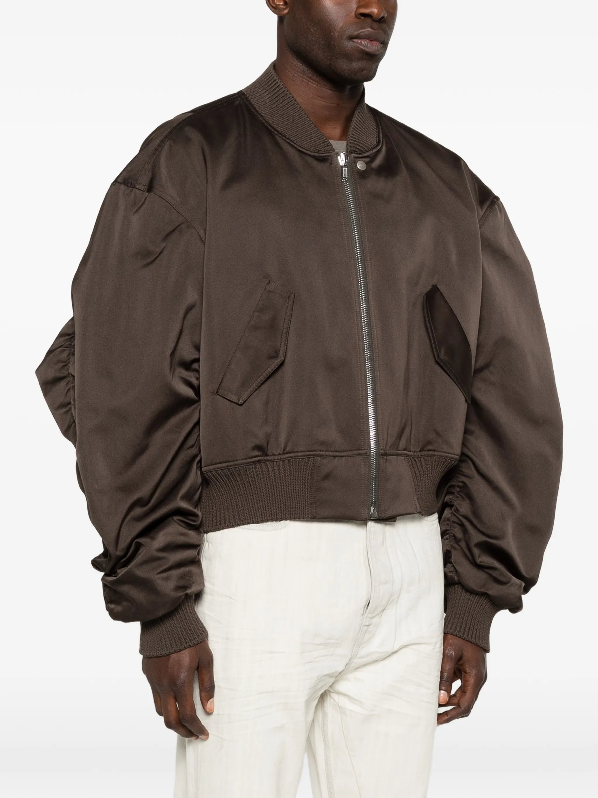 ruched flight bomber jacket