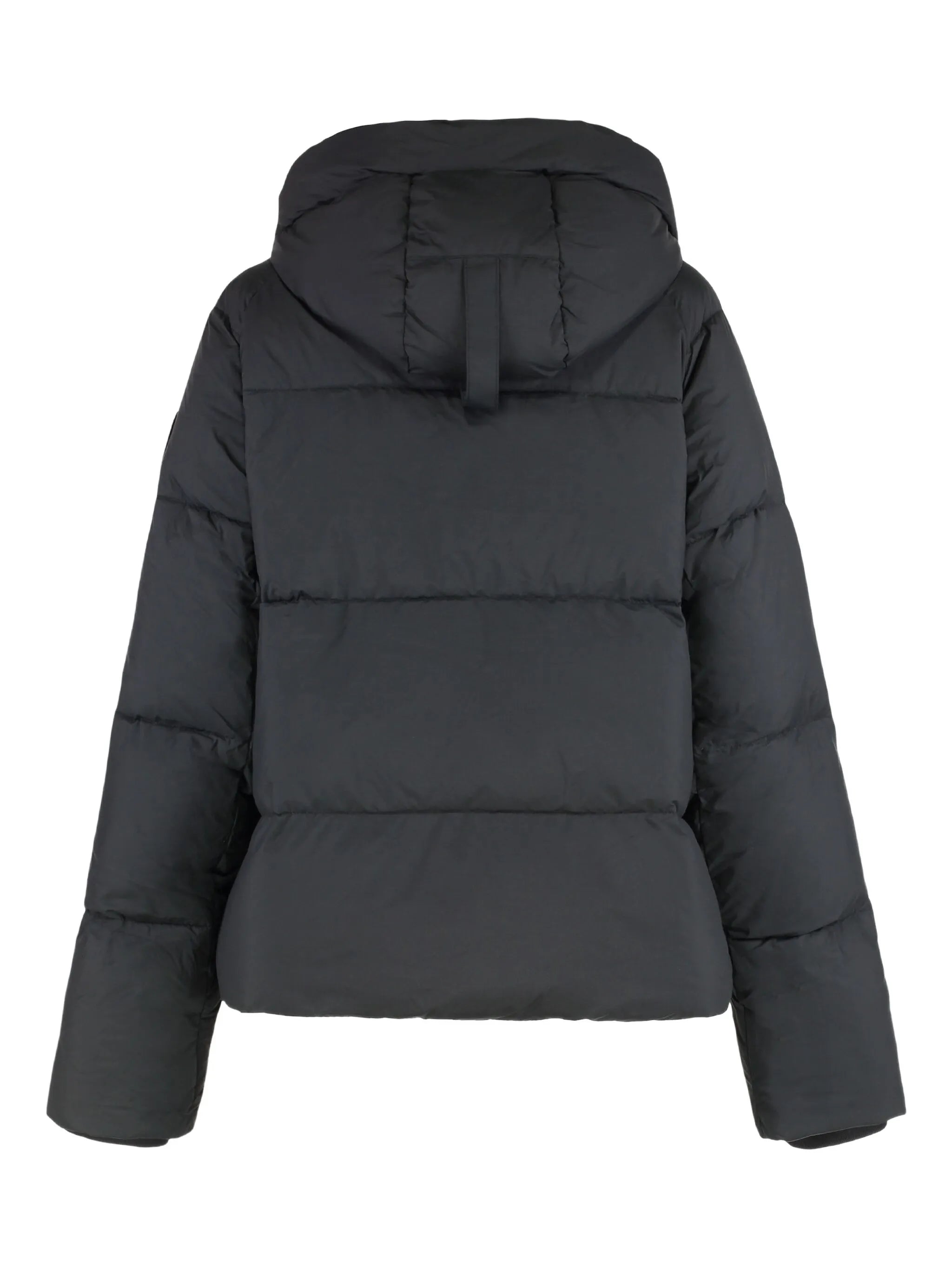 hooded zip puffer jacket
