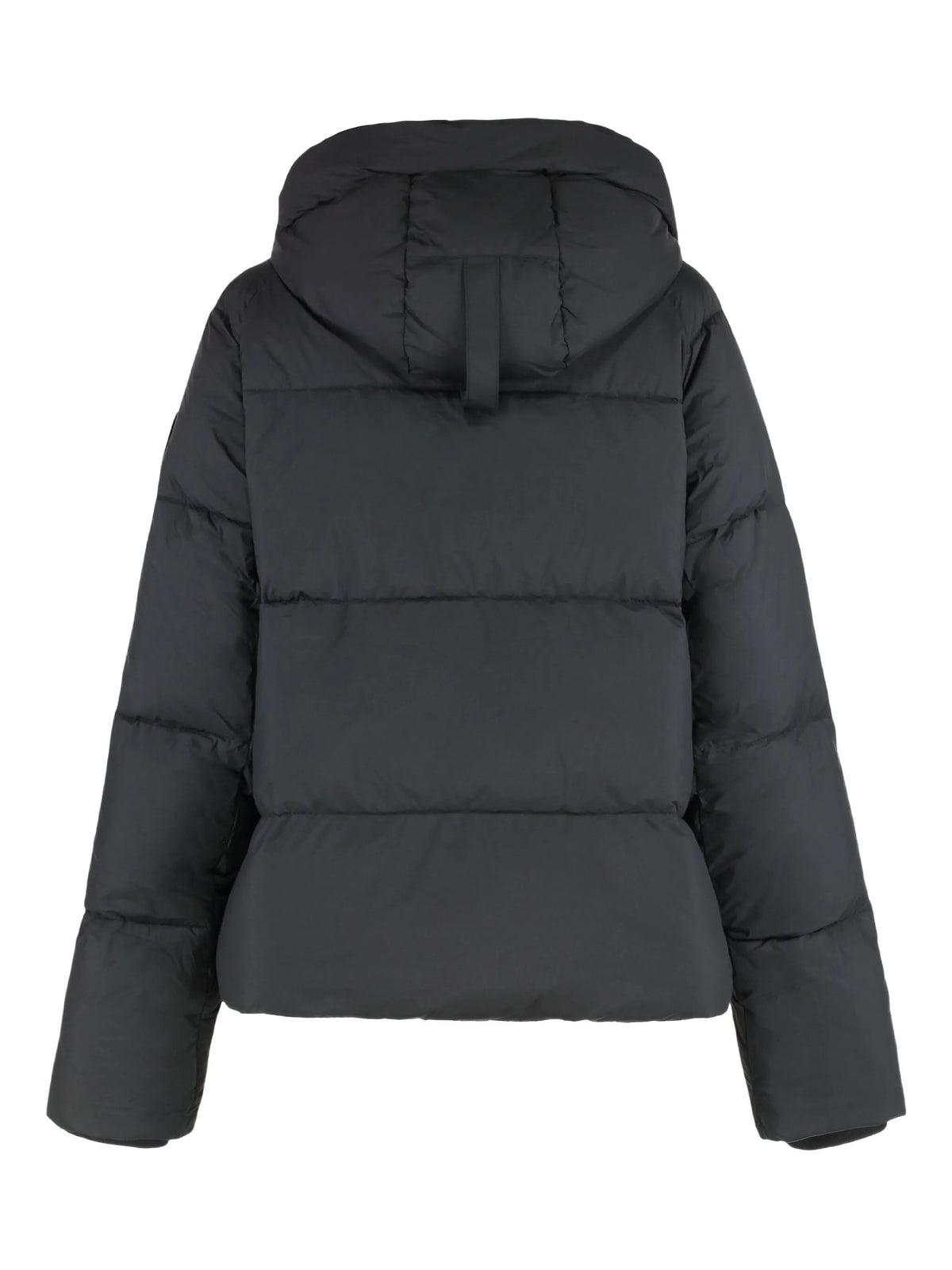 hooded zip puffer jacket