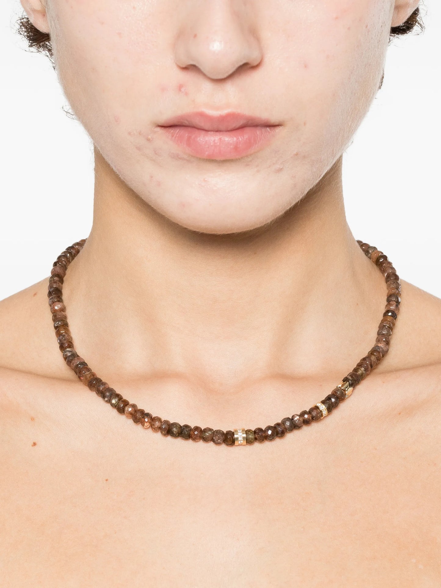 Andalusite rondelle detail necklace