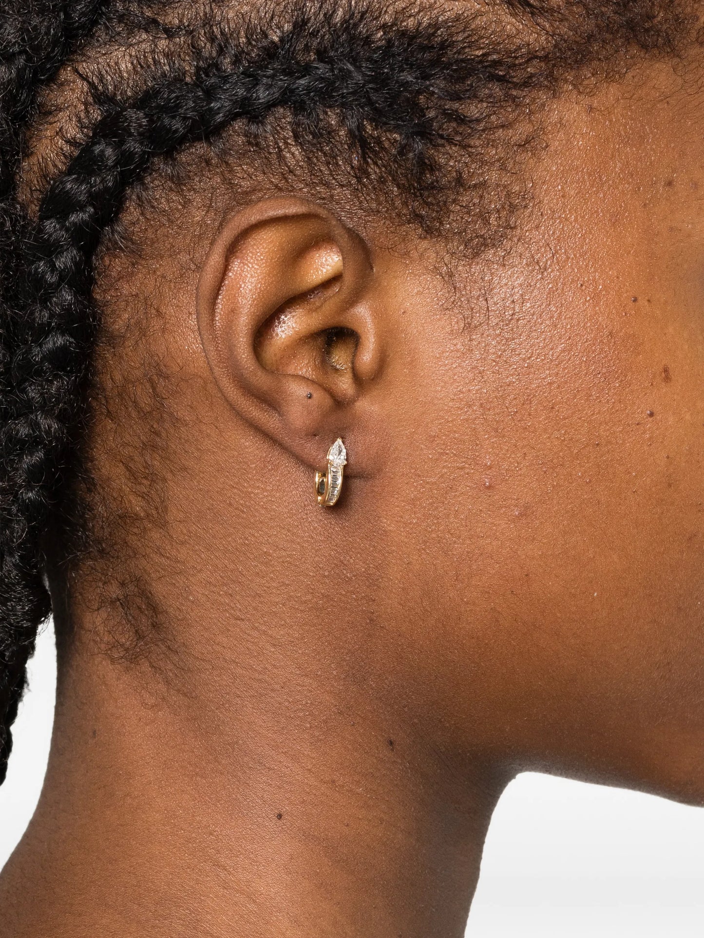 18K yellow gold Saturn diamond huggies