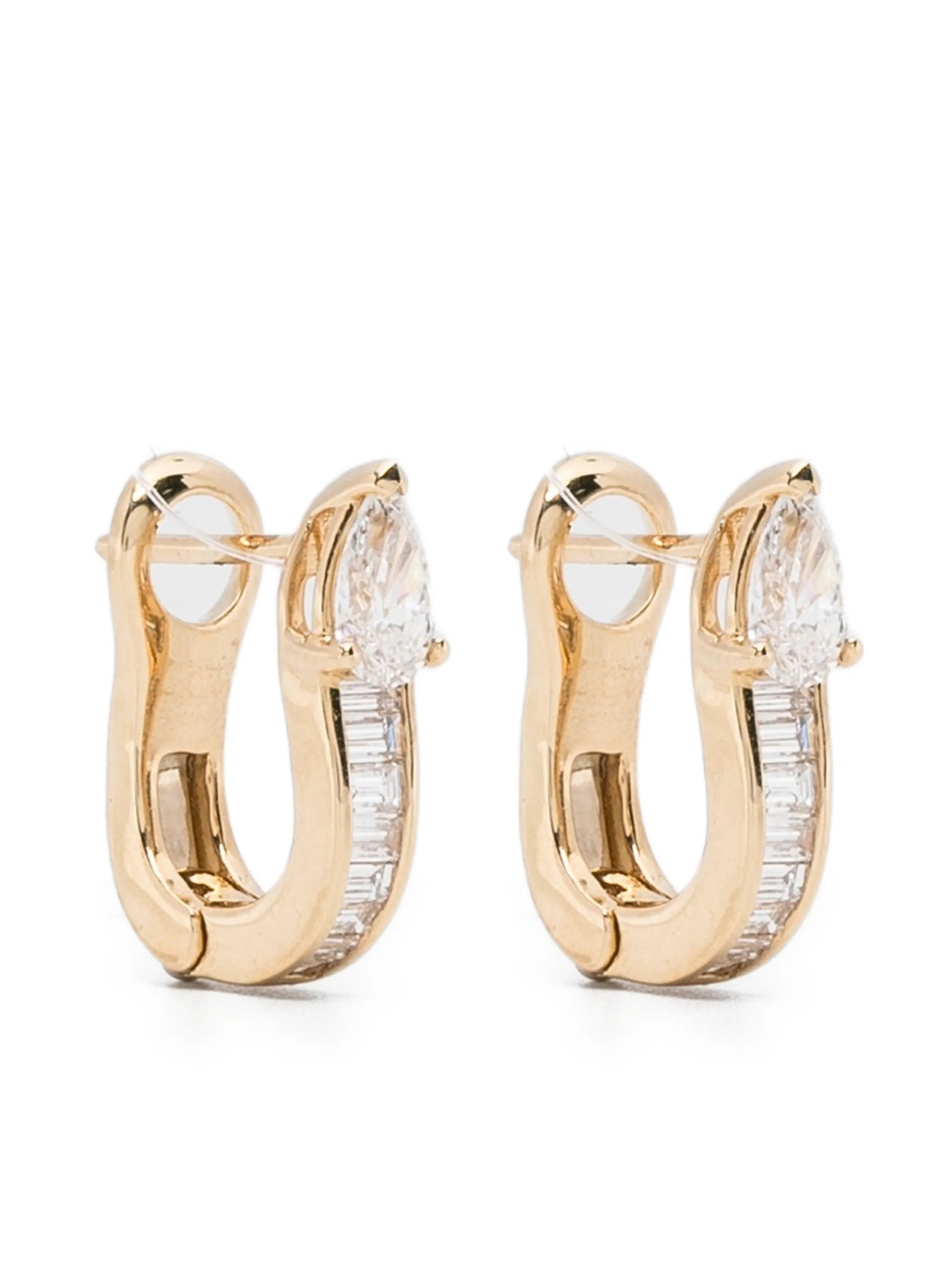 18K yellow gold Saturn diamond huggies