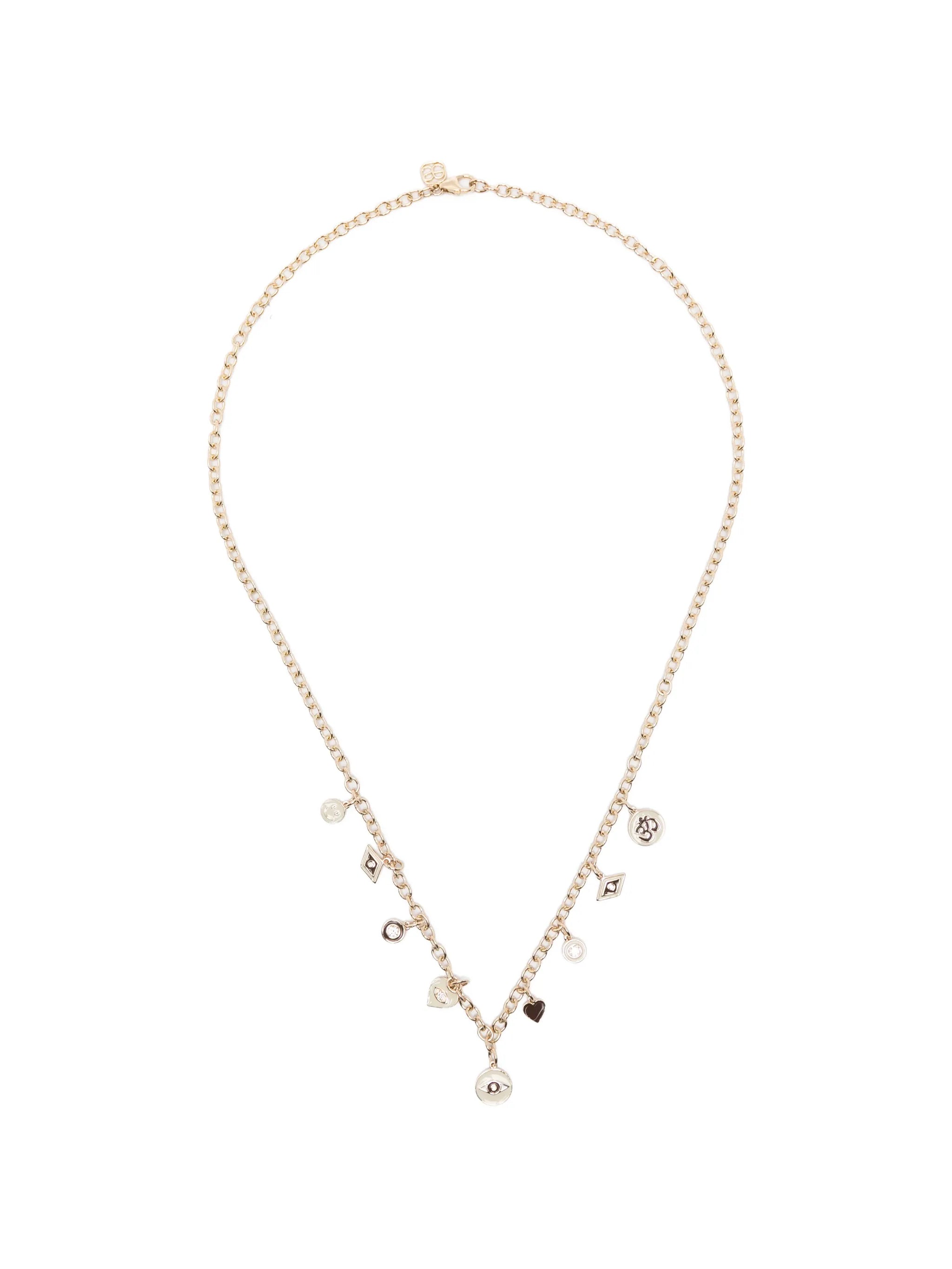 diamond enamel charm necklace