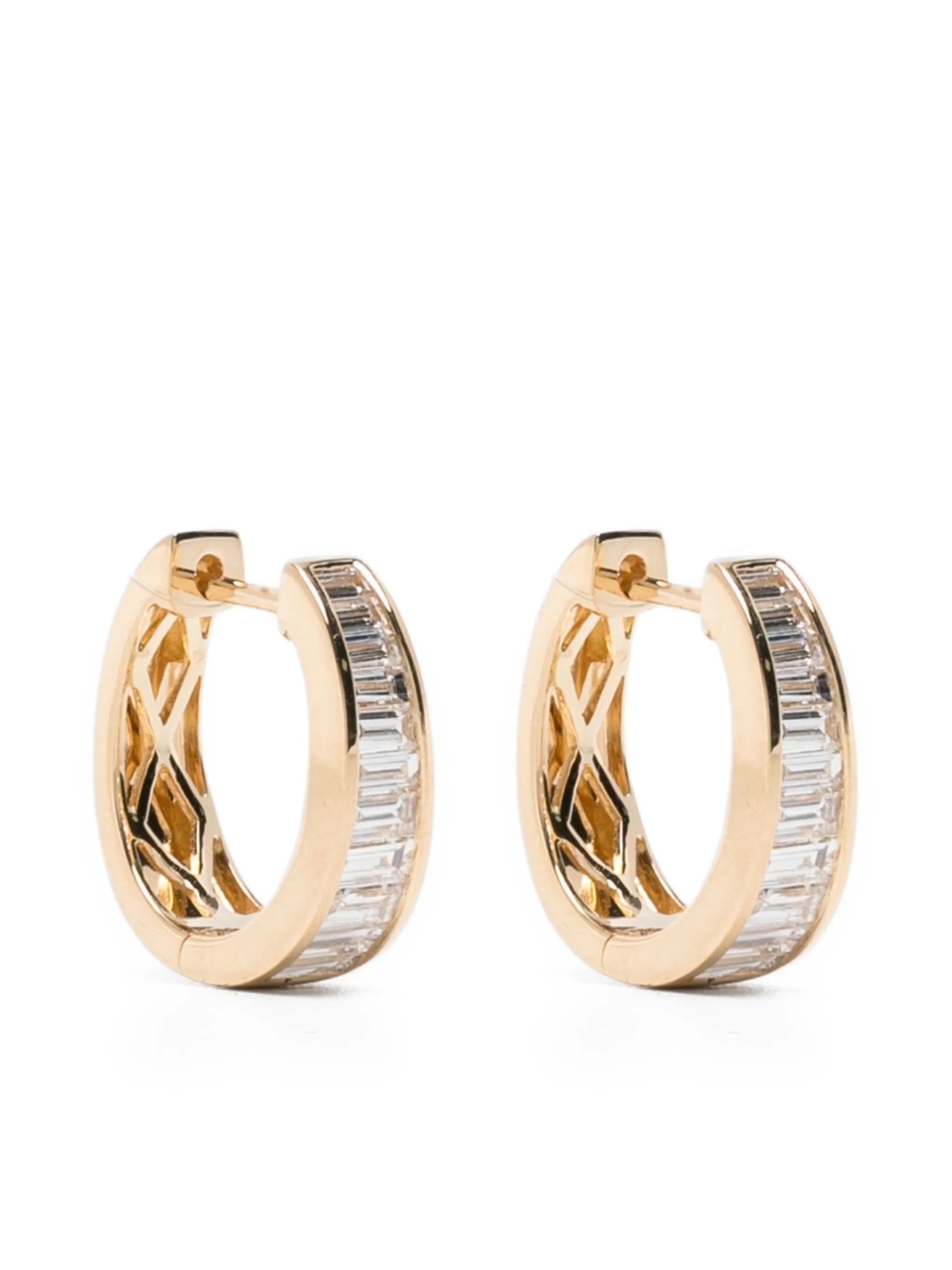 18CT yellow gold Meryl diamond huggie earrings