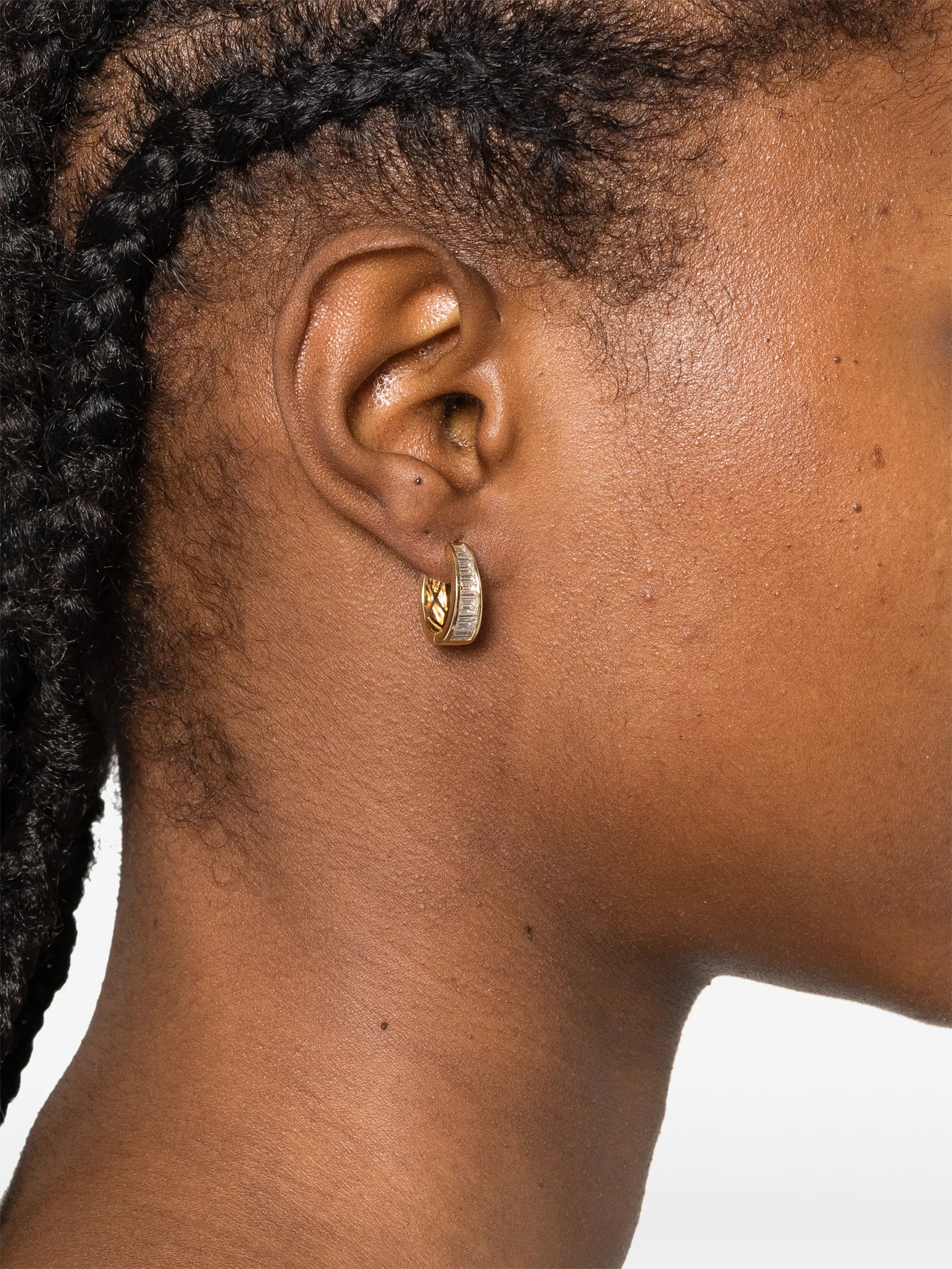 18CT yellow gold Meryl diamond huggie earrings