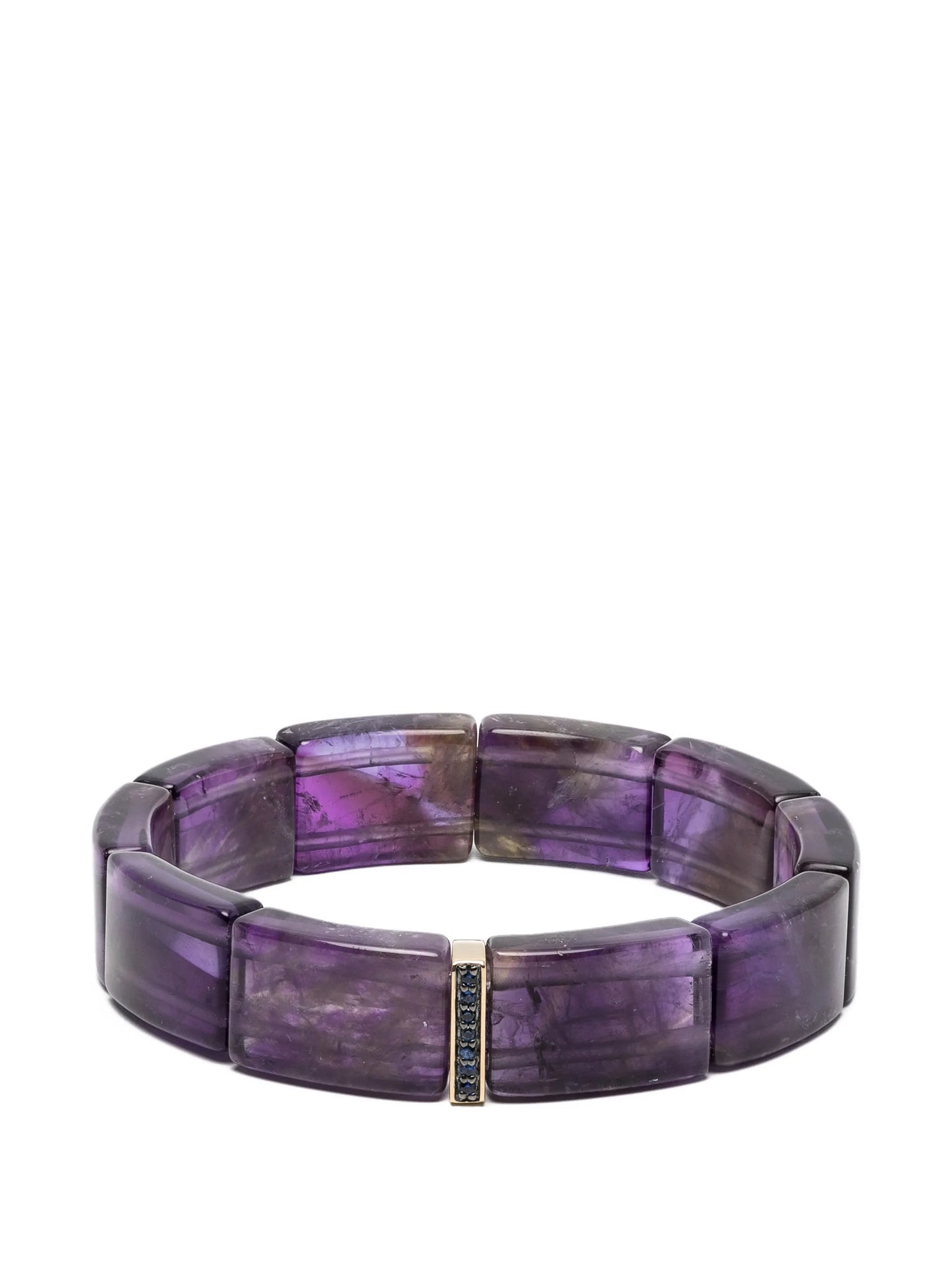 gold & sapphire single row spacer on amethyst bracelets