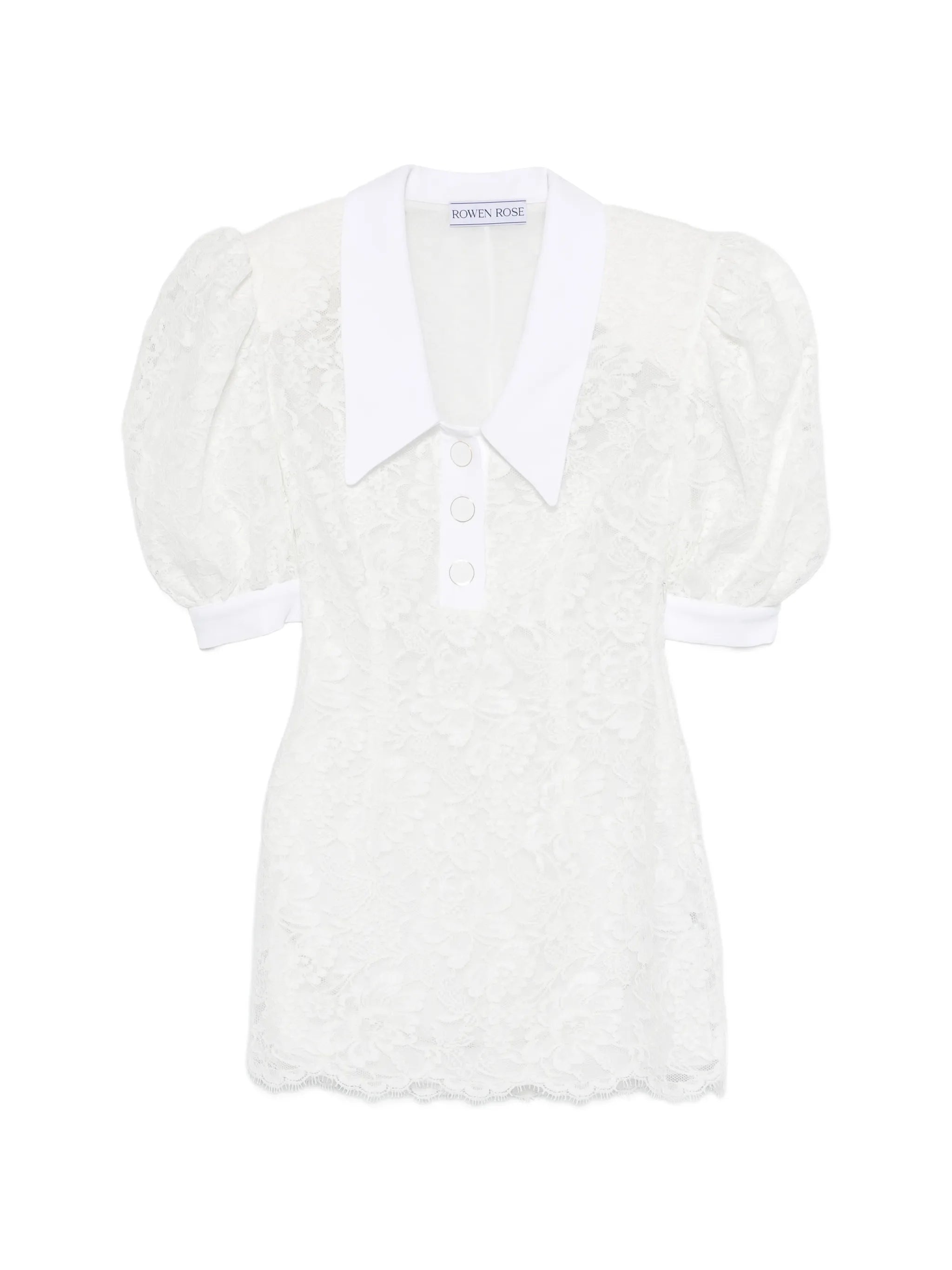 puffy-sleeves polo mini dress