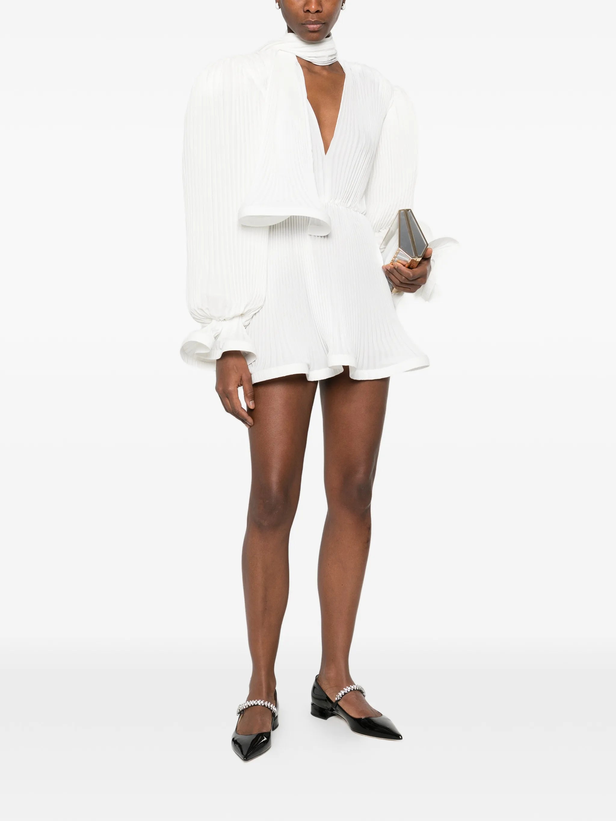 pleated puffy mini dress