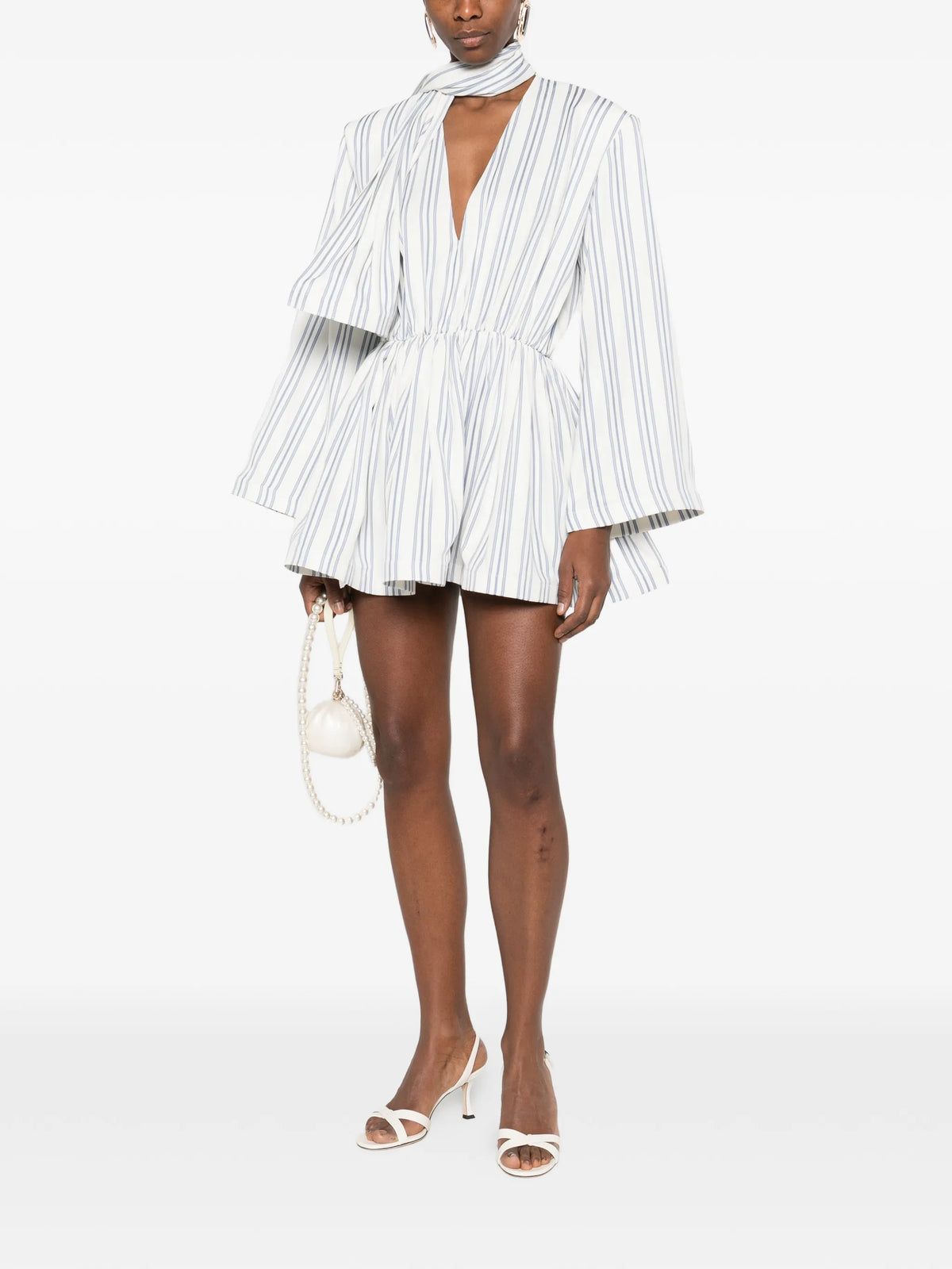 striped mini dress with scarf