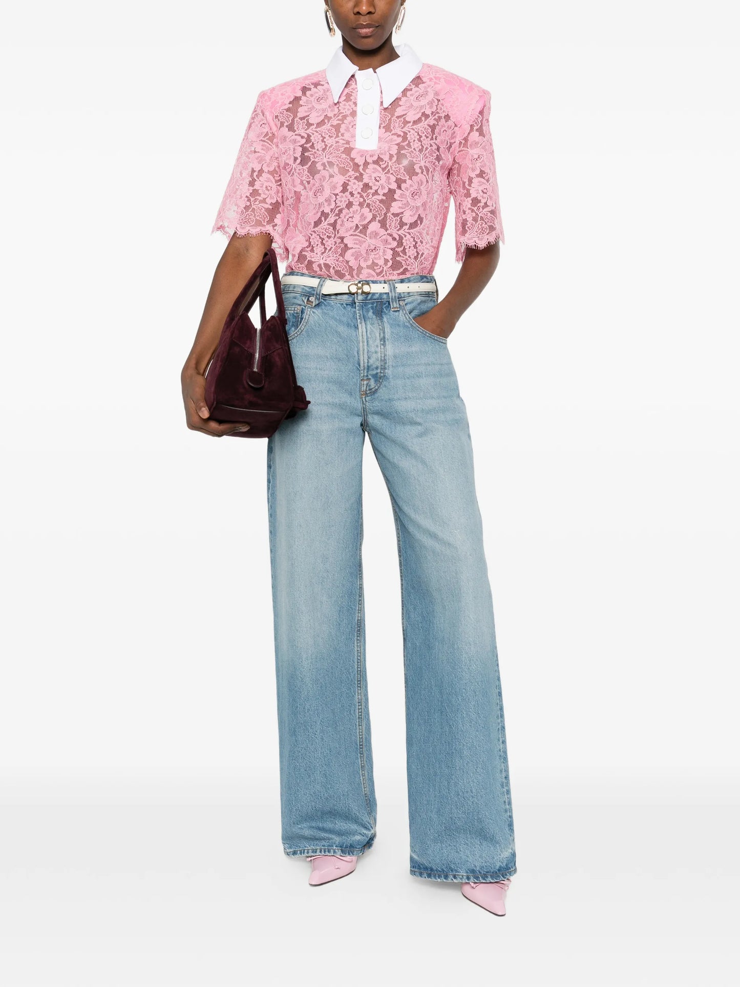 lace polo top