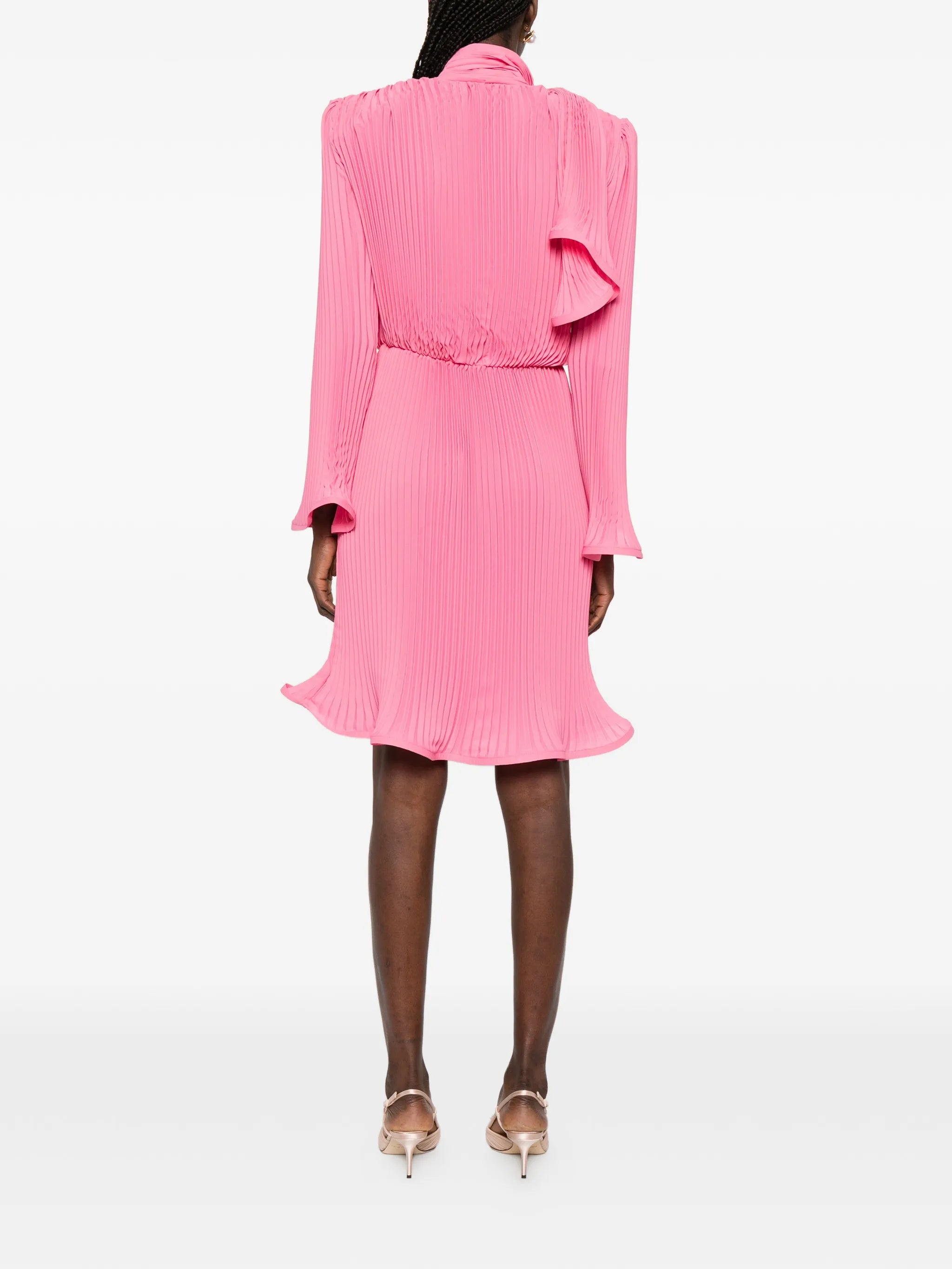 pleated scarf midi dress