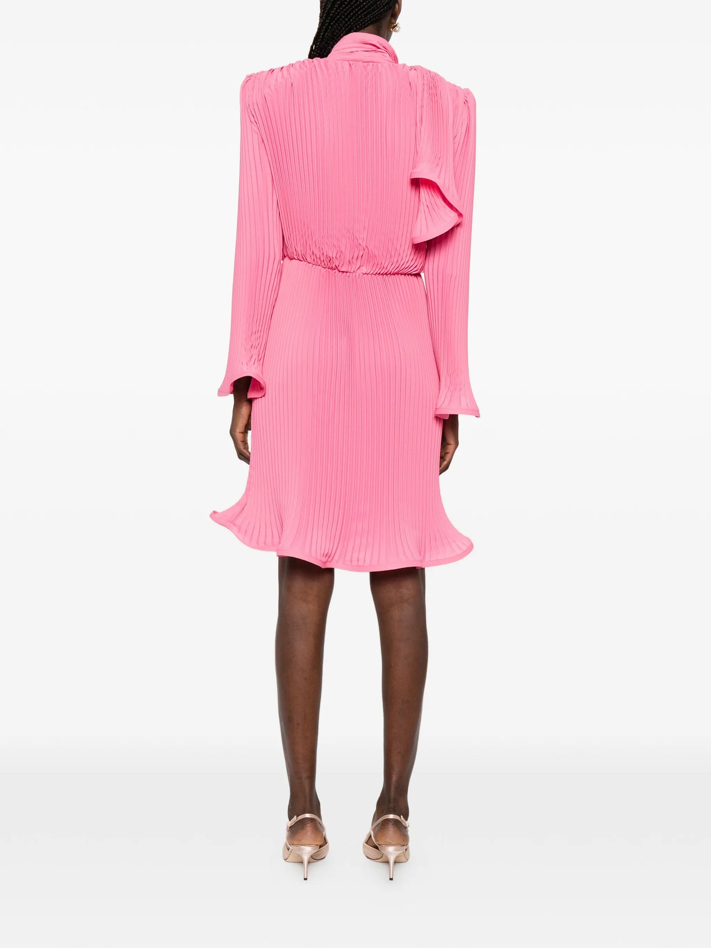 pleated scarf midi dress