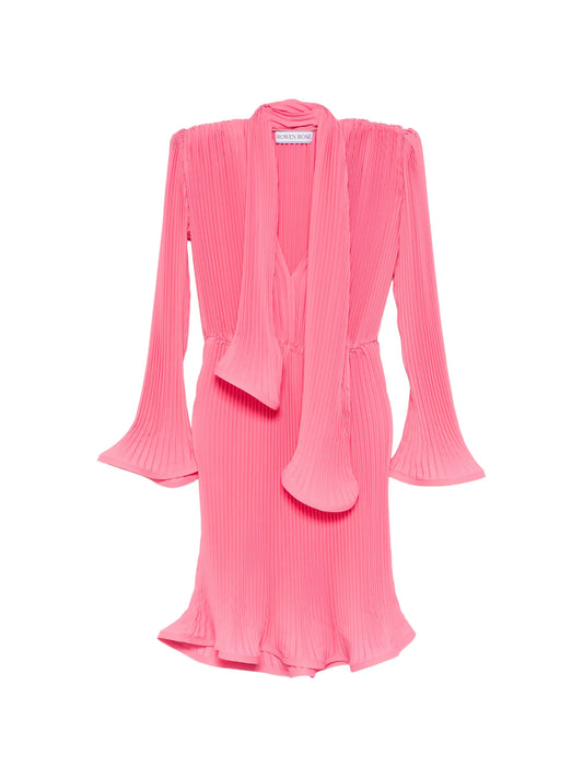 pleated scarf midi dress