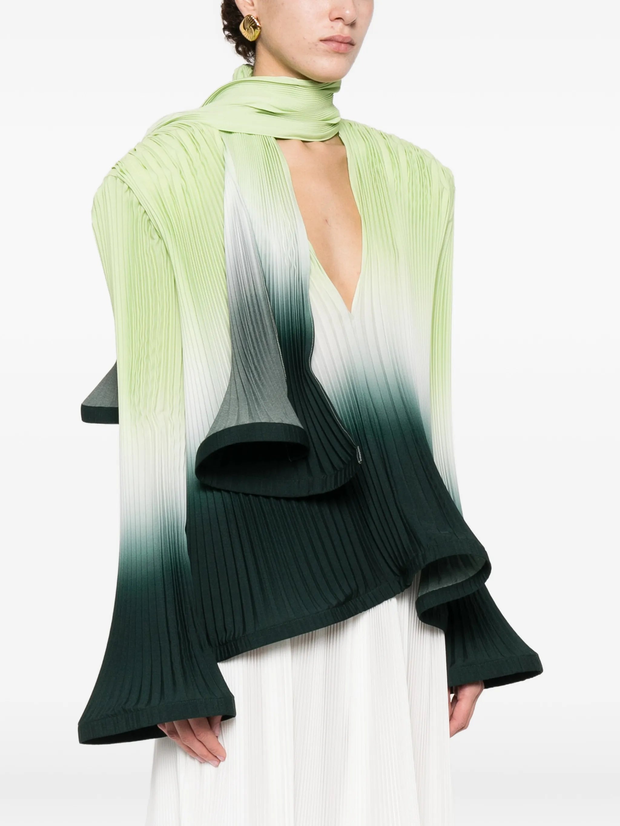 pleated degradé scarf blouse