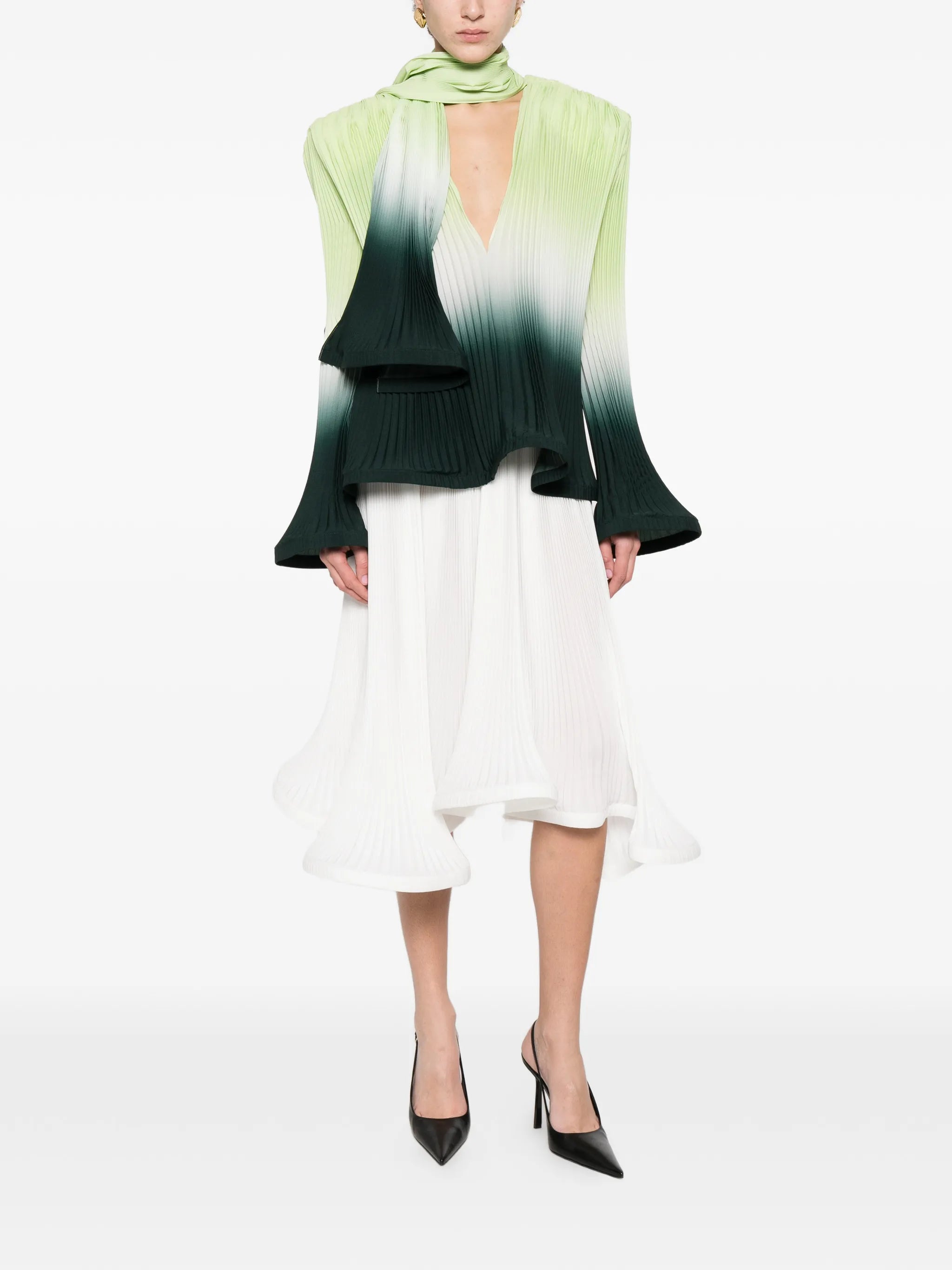 pleated degradé scarf blouse