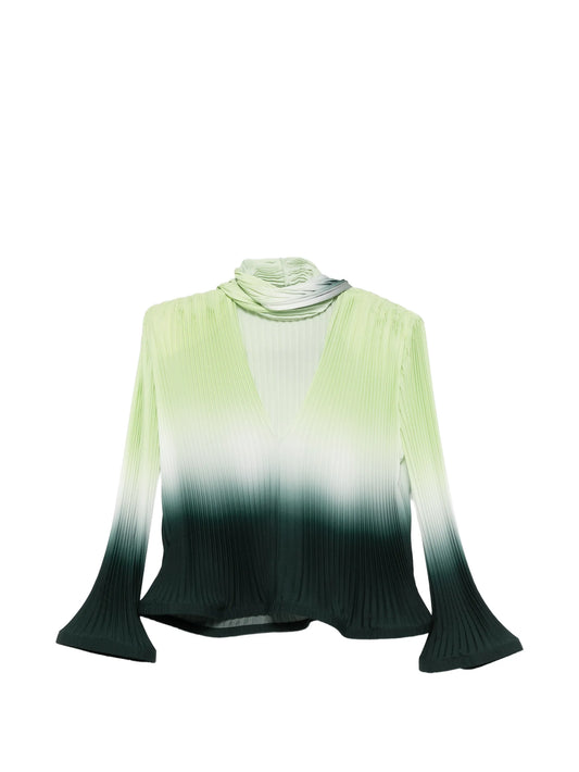 pleated degradé scarf blouse