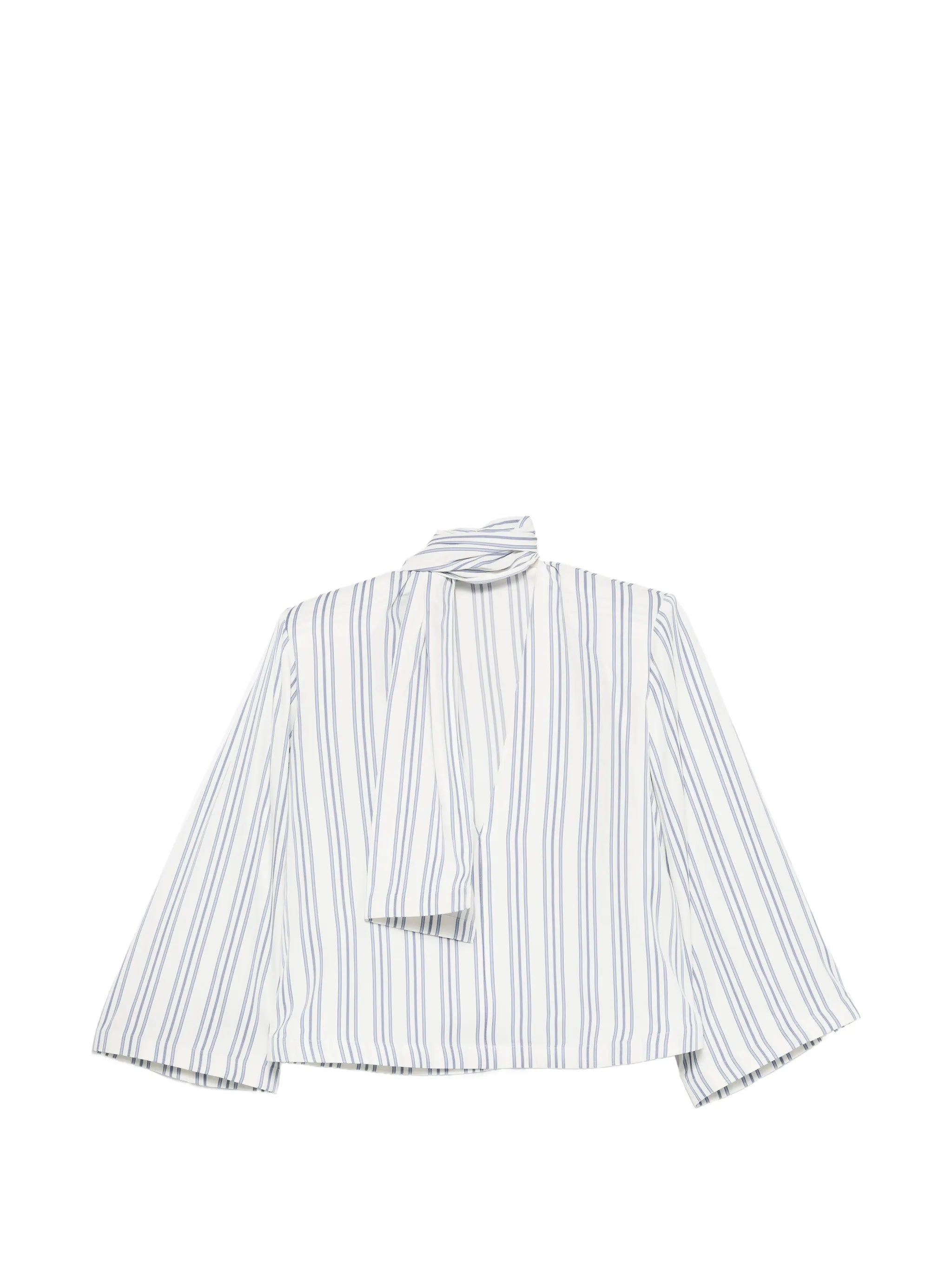scarf-detail striped shirt