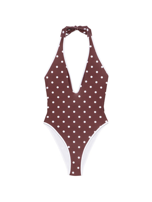 V-neck polka dot swimsuit