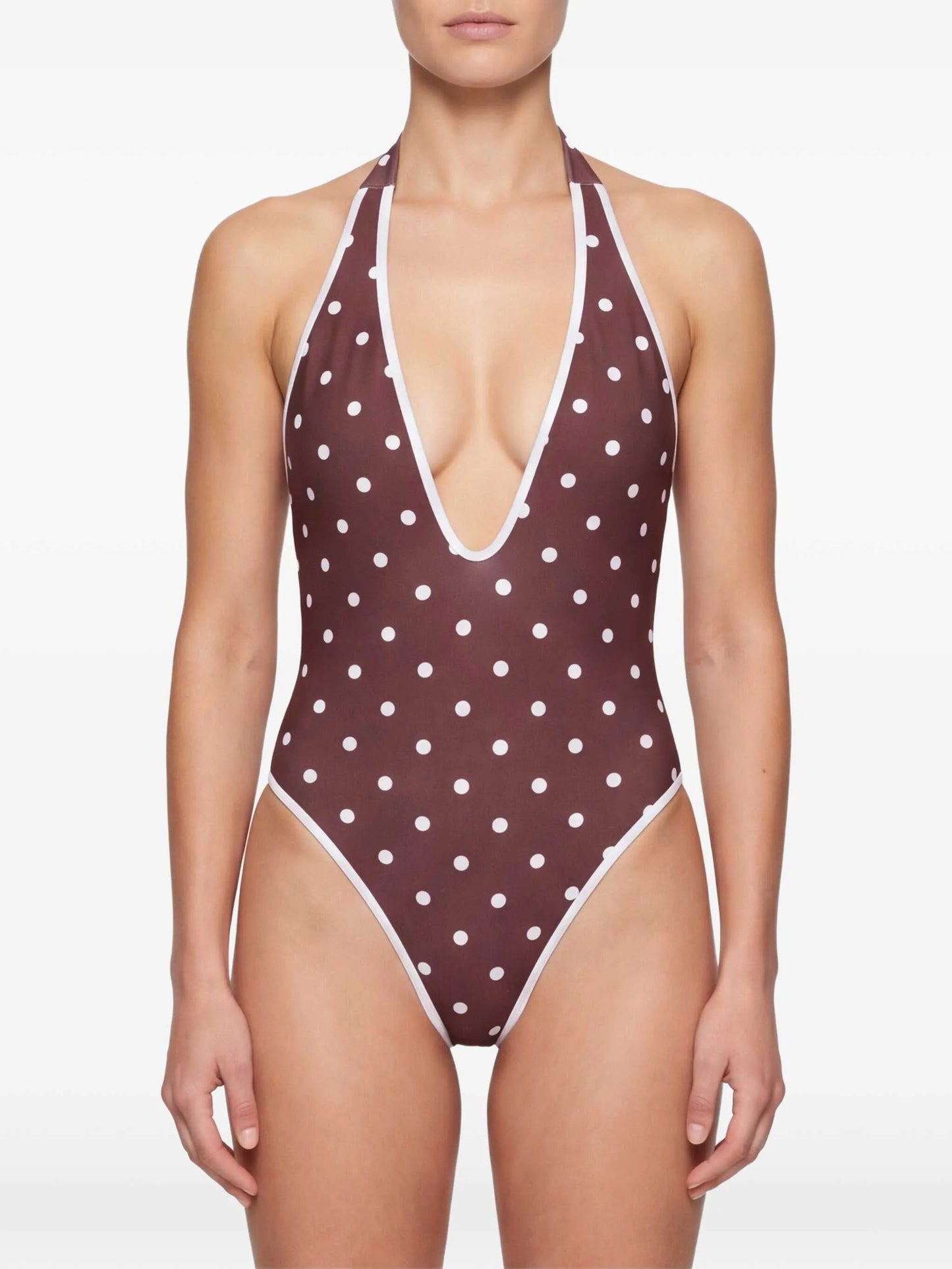 V-neck polka dot swimsuit