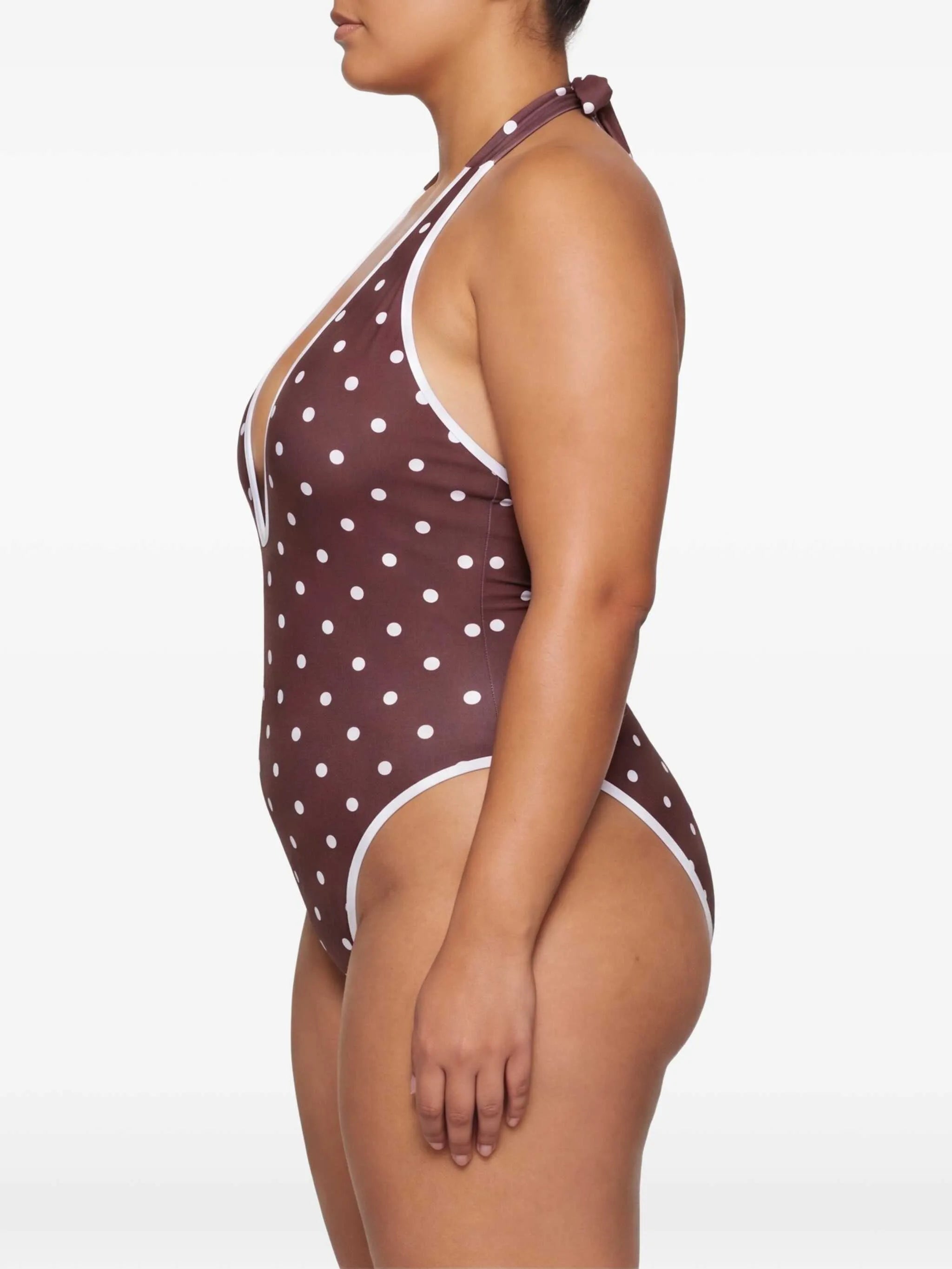 V-neck polka dot swimsuit