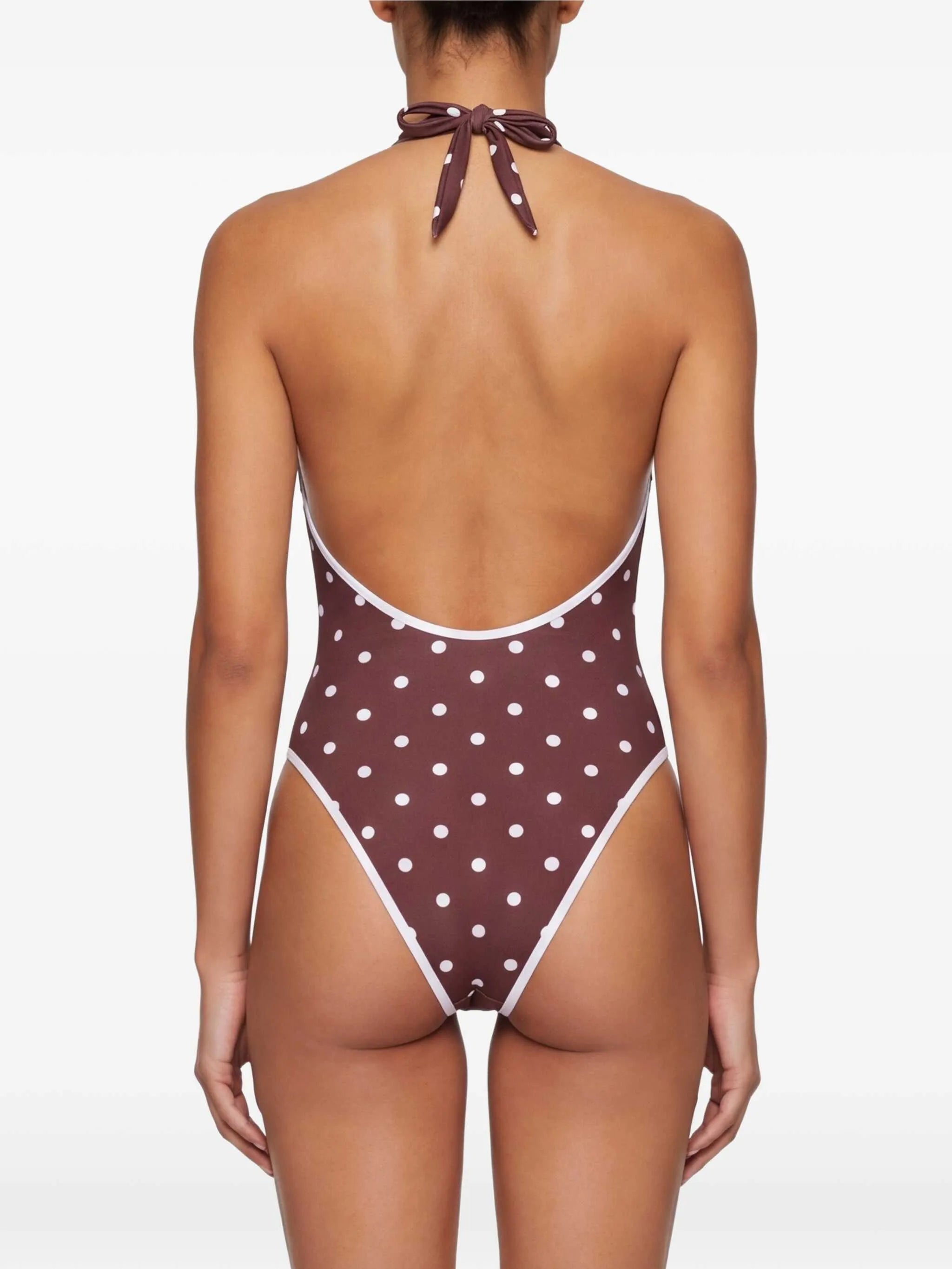 V-neck polka dot swimsuit