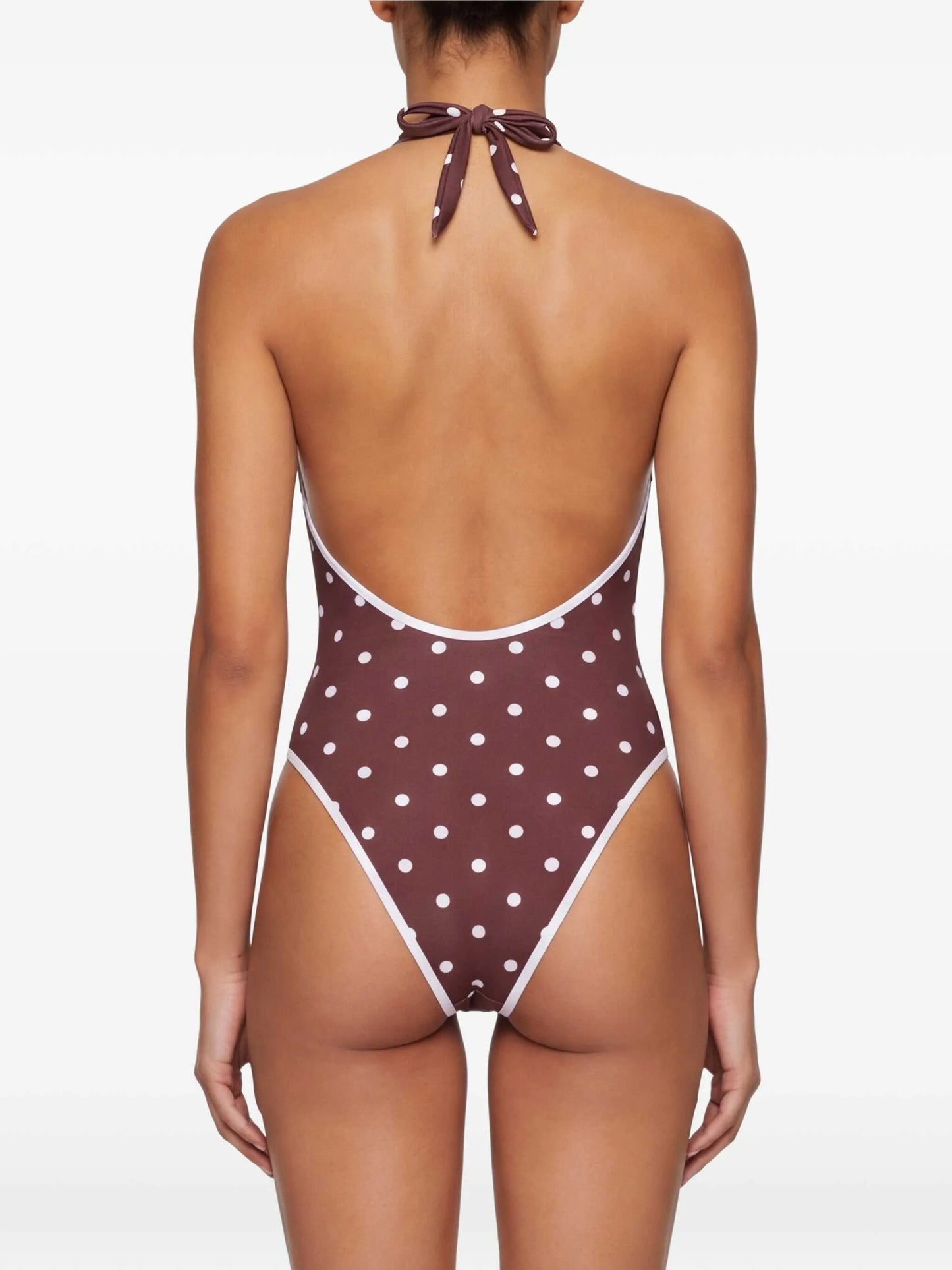 V-neck polka dot swimsuit