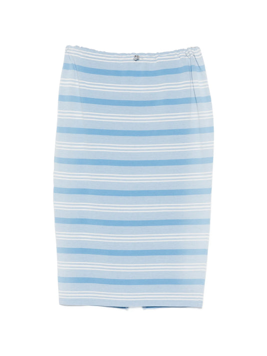 drawstring-waist stripe midi skirt