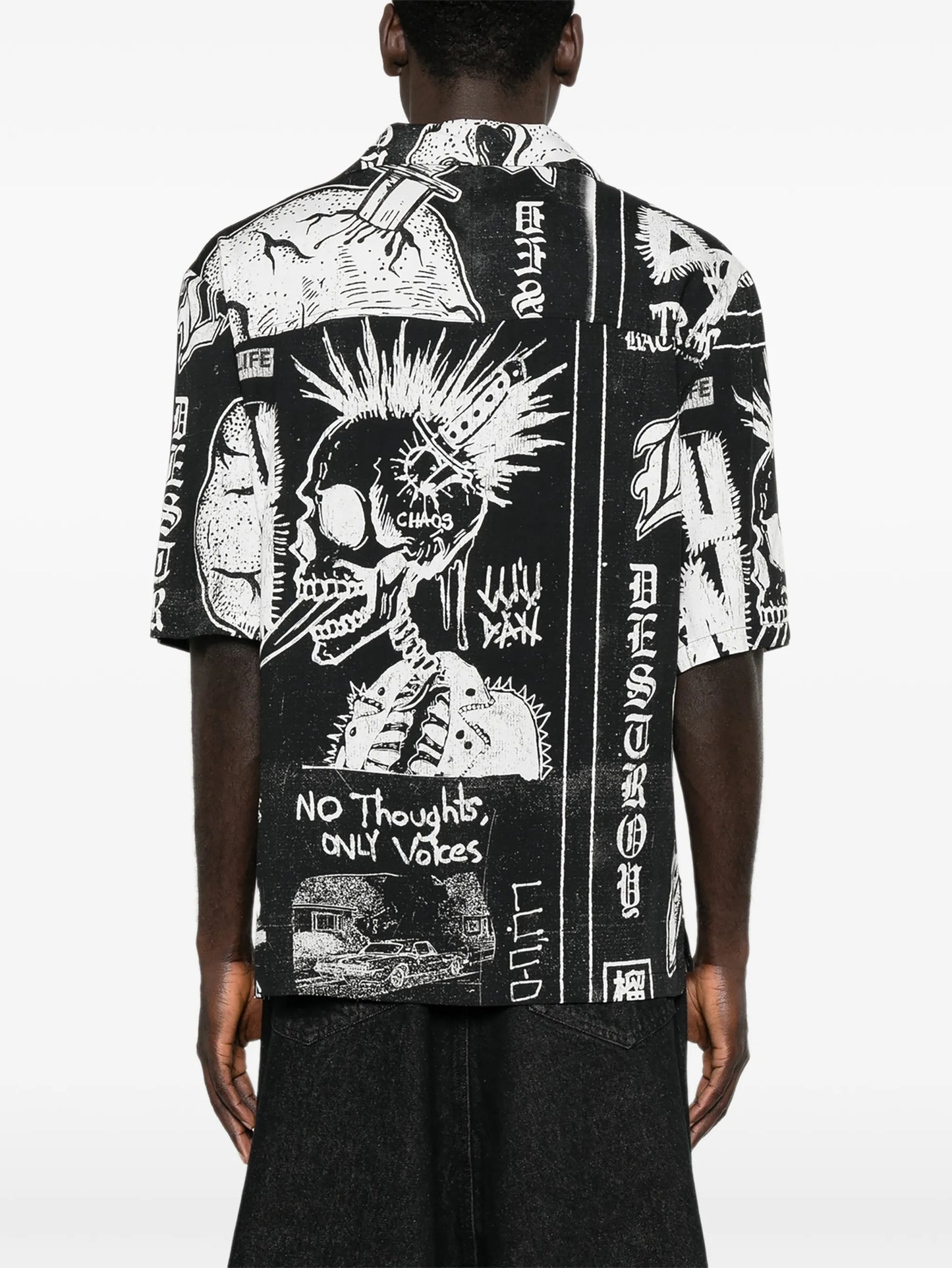skull-print shirt