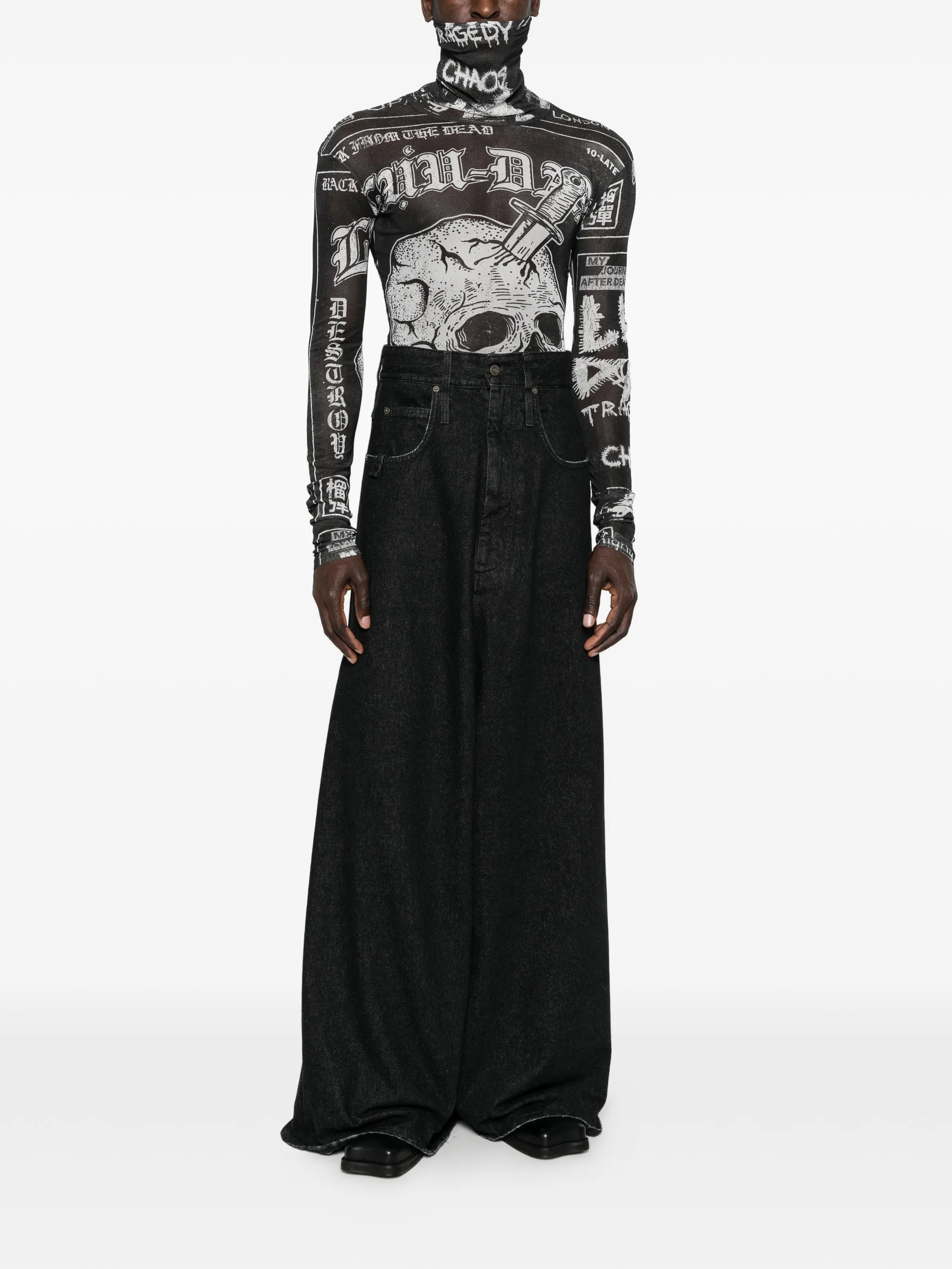 drop crotch wide leg jeans