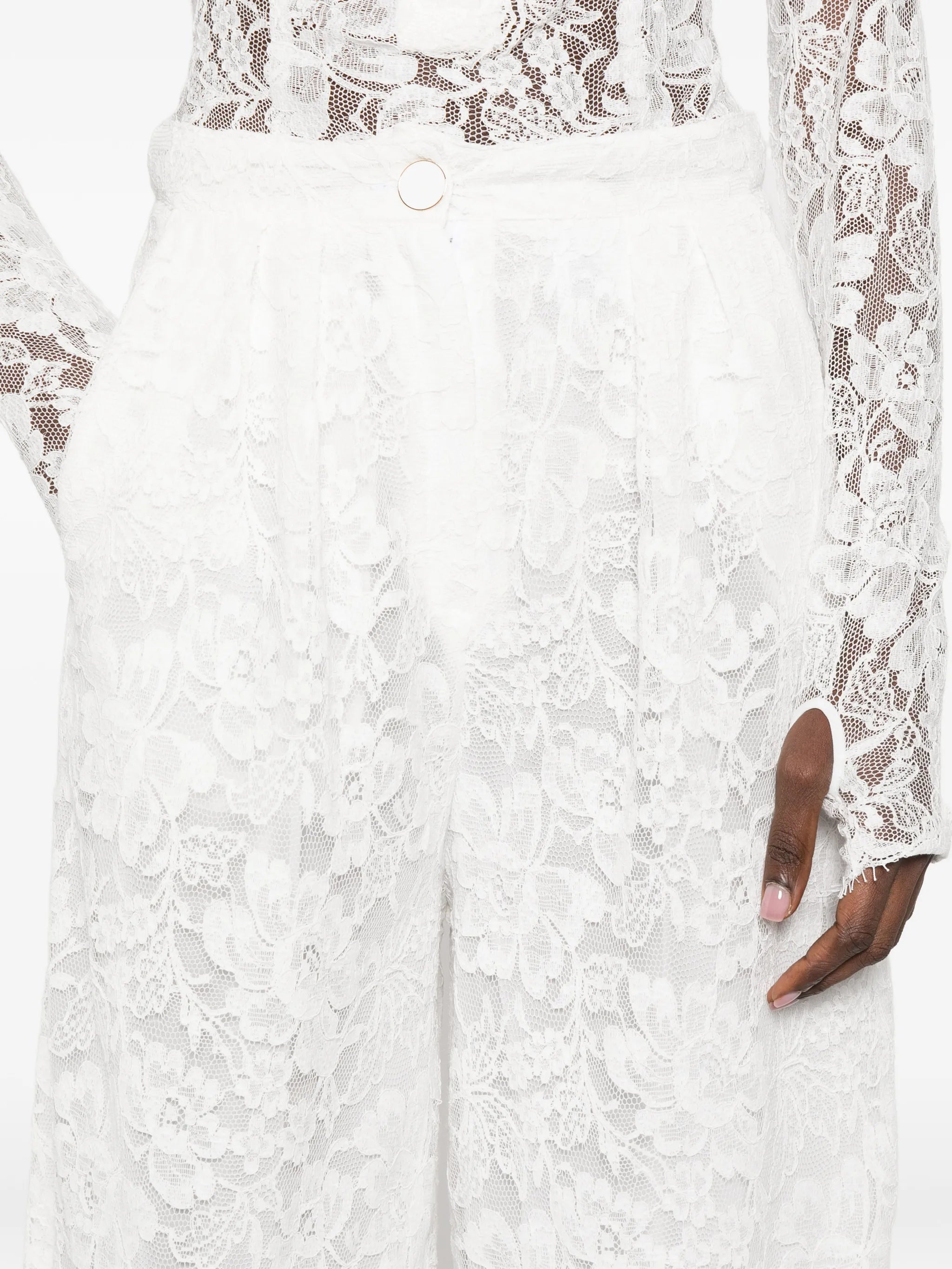 floral-print high-waist trousers