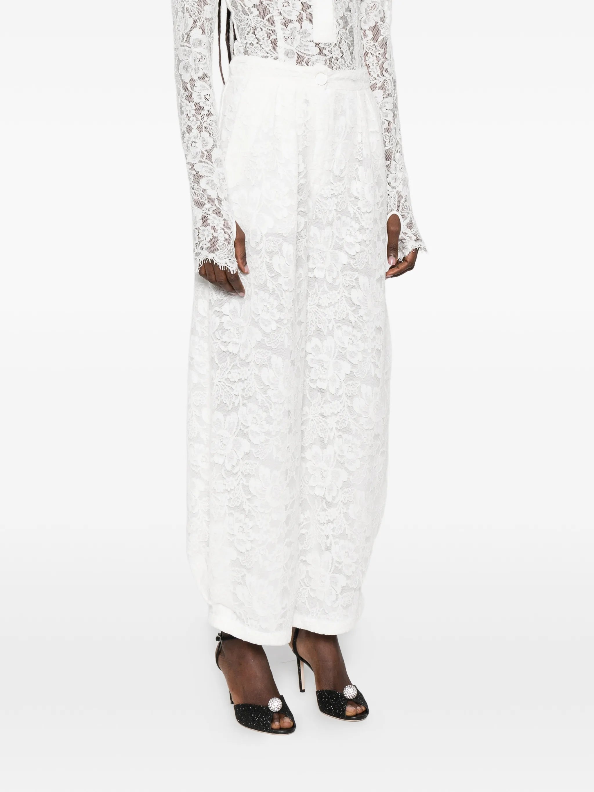 floral-print high-waist trousers