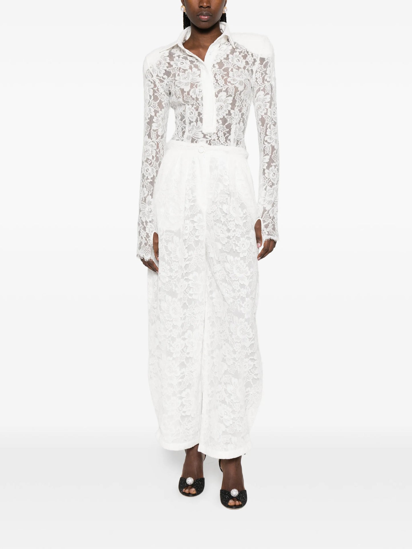 floral-print high-waist trousers