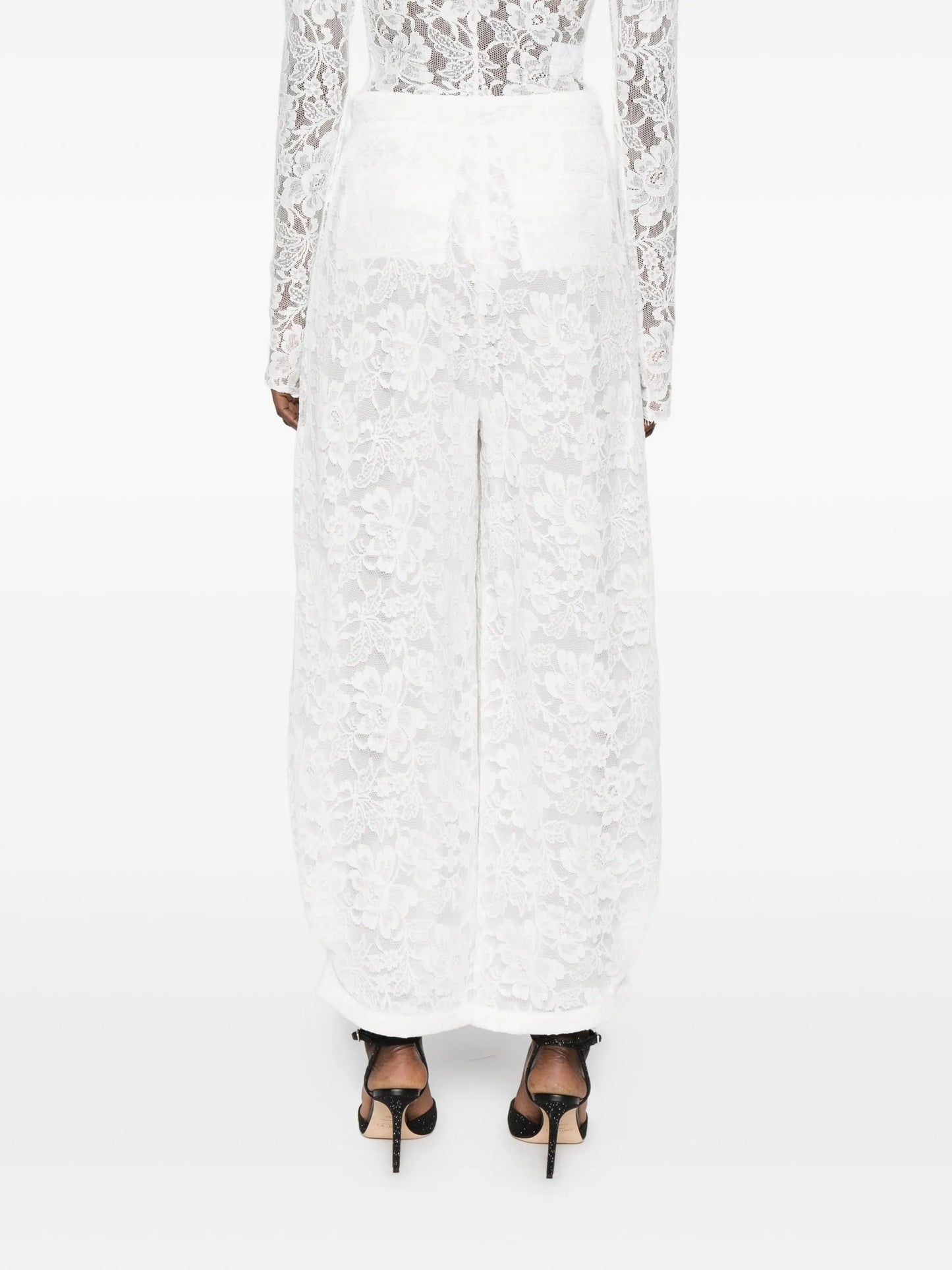 floral-print high-waist trousers