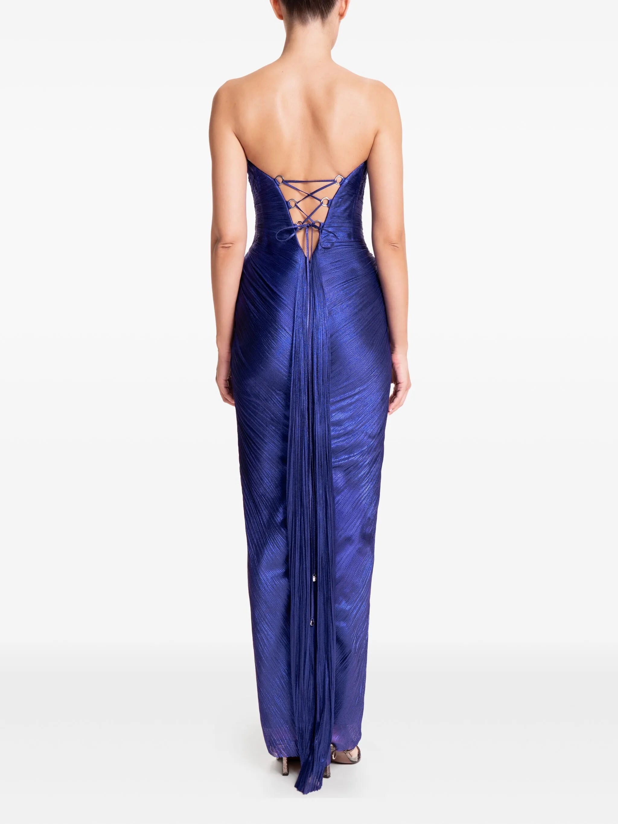 Alessandra strapless lace-up maxi dress