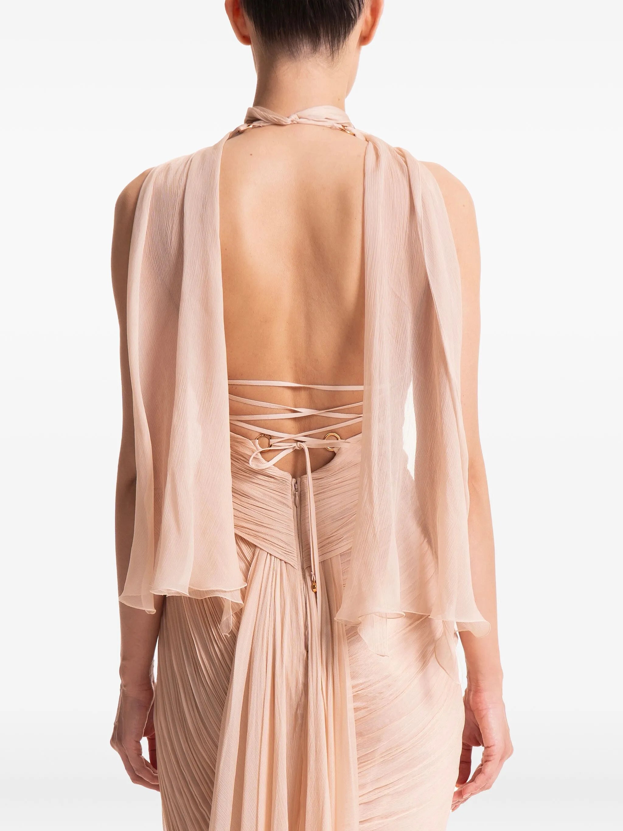 Milagros halterneck draped maxi dress